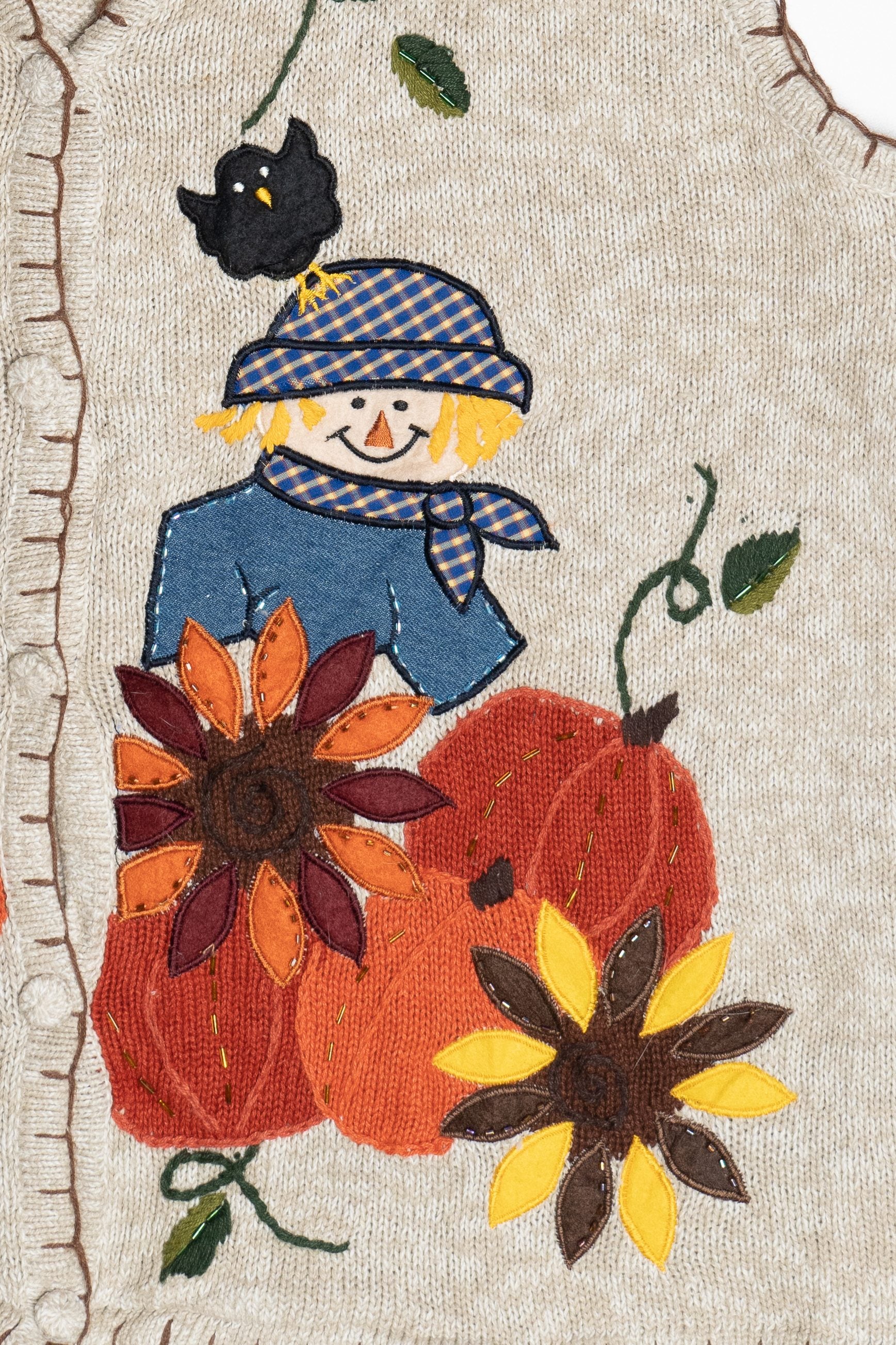 Vintage "Pumpkin Patch" Halloween Sweater Vest (1990s)