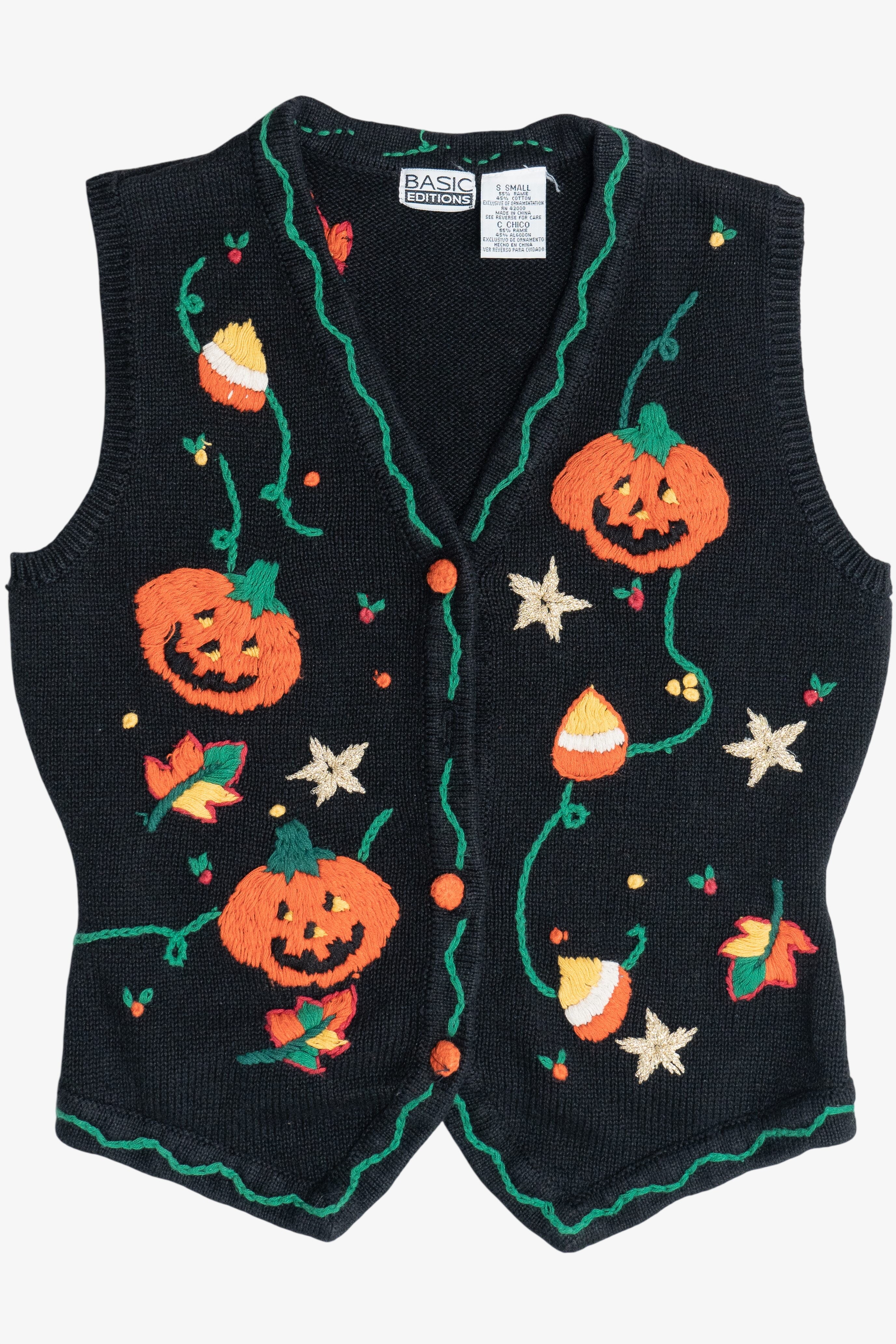 Vintage Pumpkins & Candy Corn Halloween Vest (1990s)
