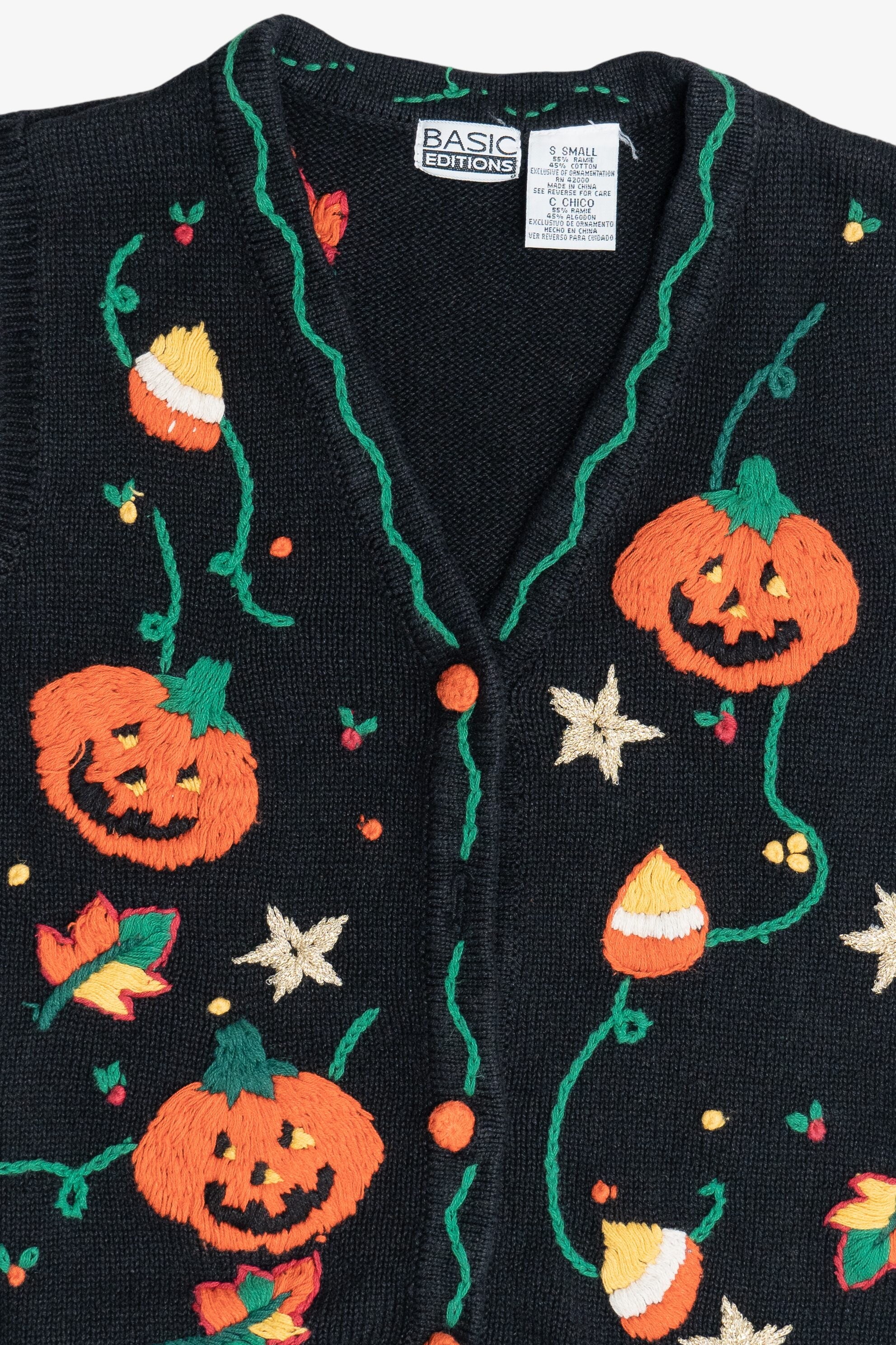 Vintage Pumpkins & Candy Corn Halloween Vest (1990s)
