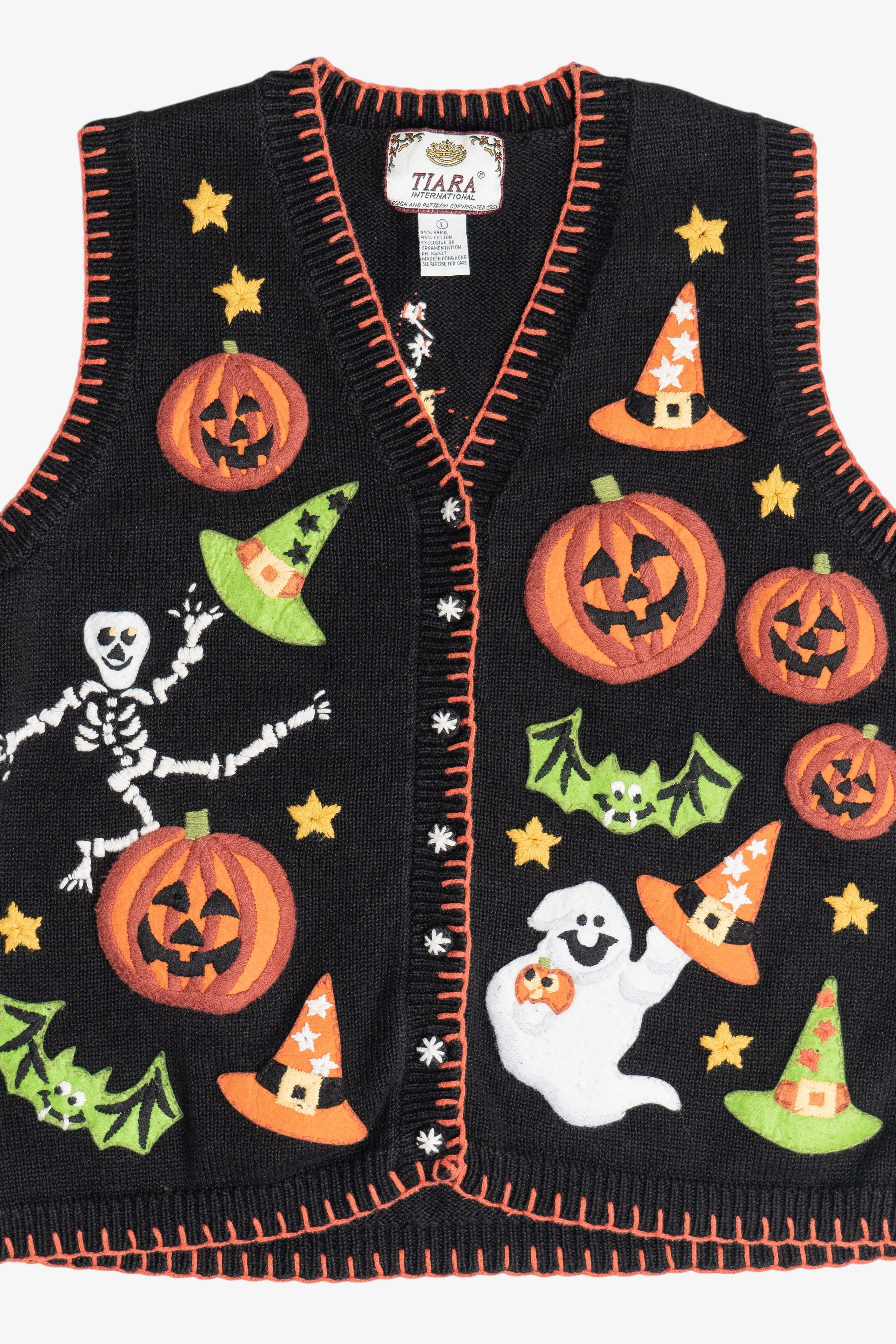 Vintage Skeleton & Ghost Halloween Vest (1990s)