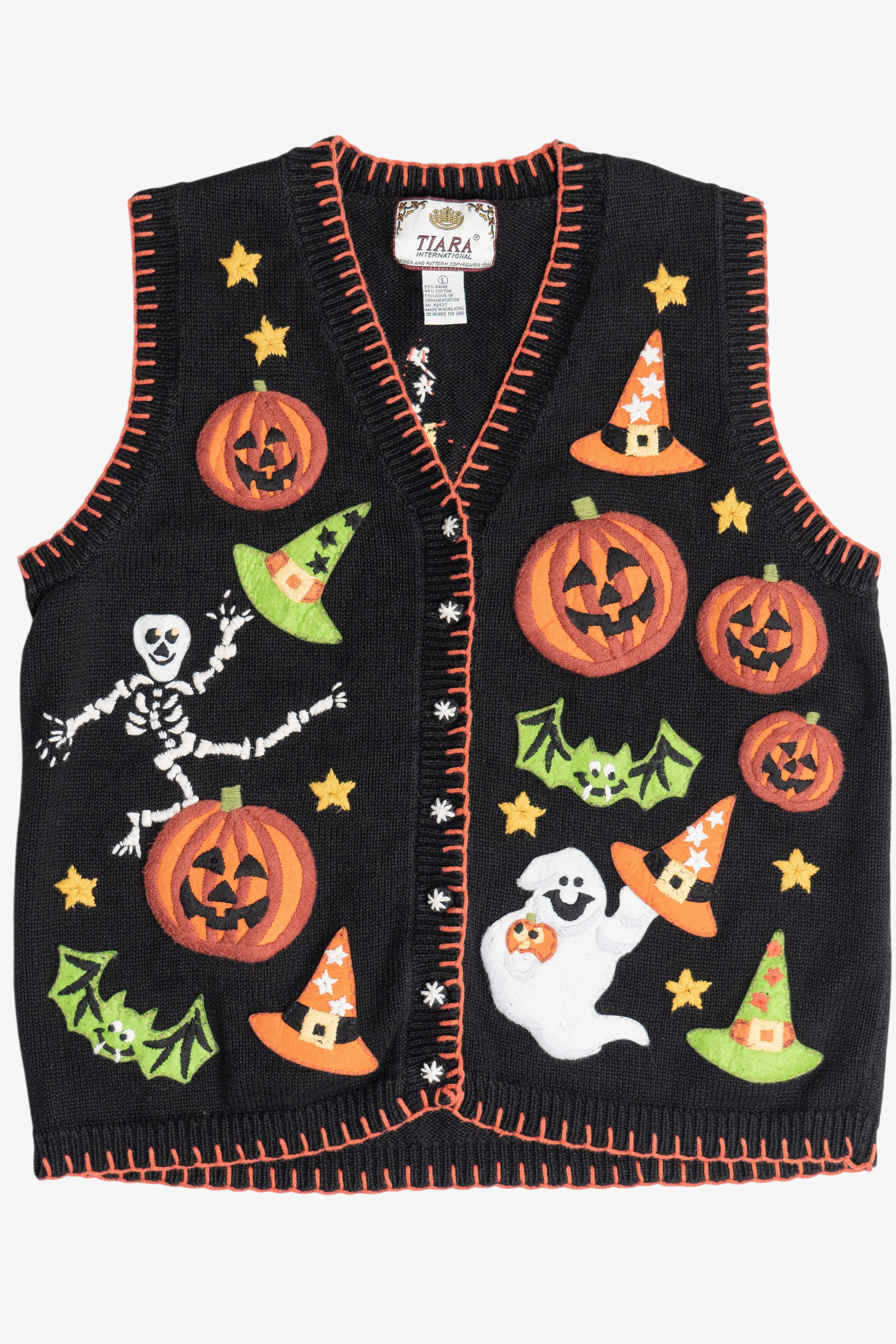 Vintage Skeleton & Ghost Halloween Vest (1990s)