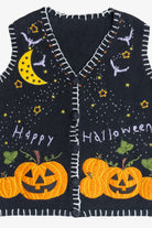 Vintage "Happy Halloween" Pumpkins & Starry Sky Vest (1990s)
