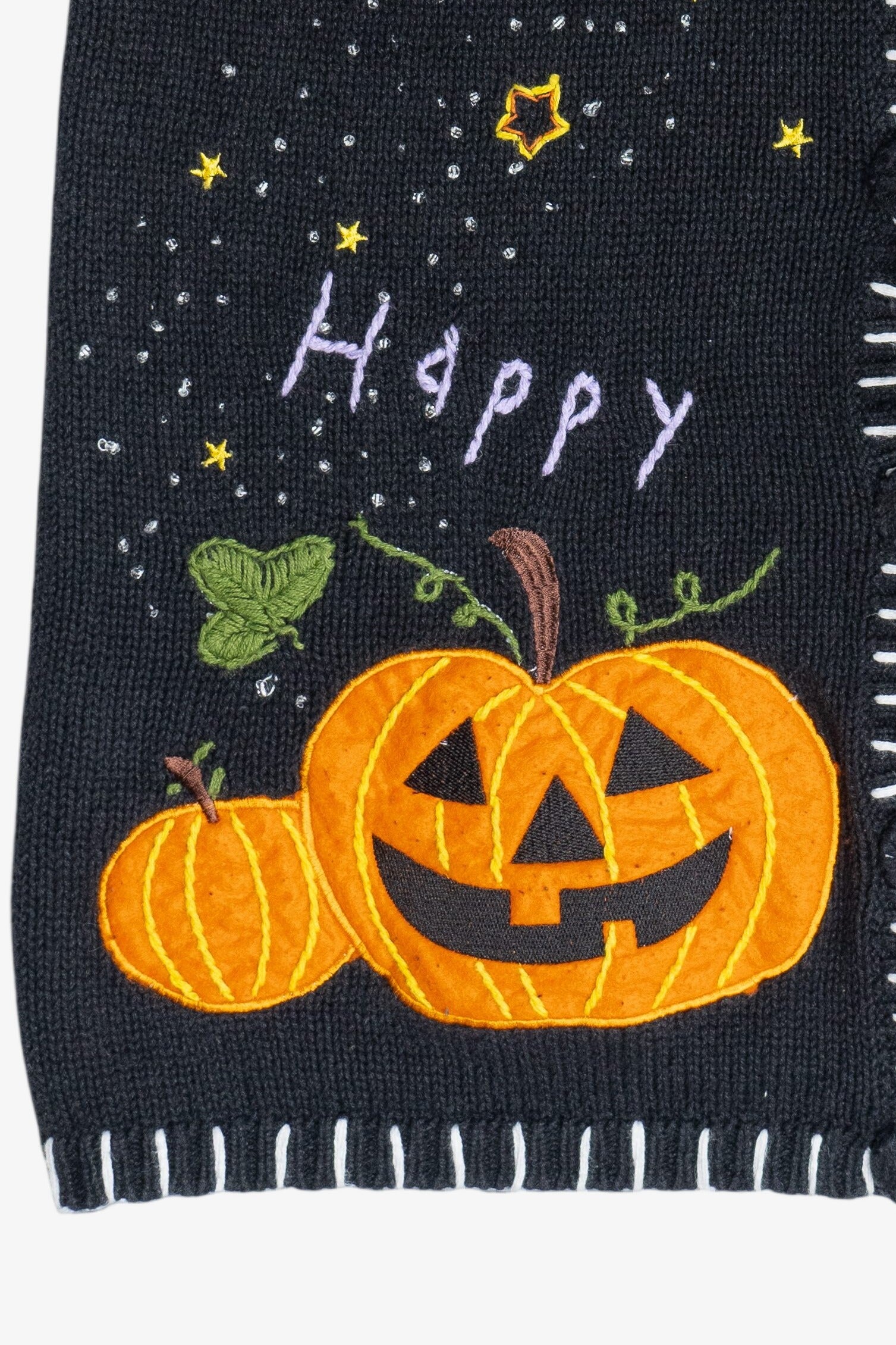 Vintage "Happy Halloween" Pumpkins & Starry Sky Vest (1990s)