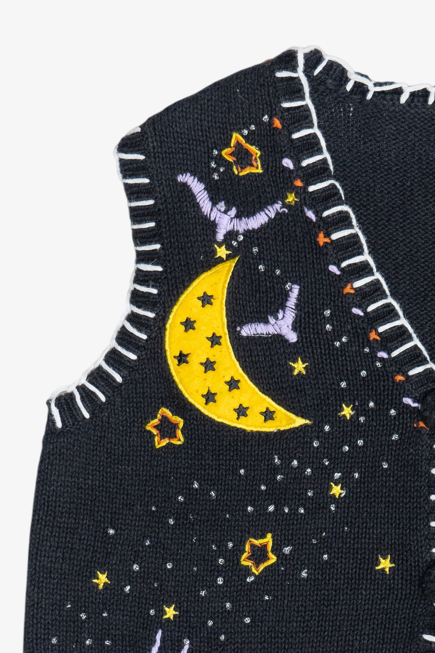 Vintage "Happy Halloween" Pumpkins & Starry Sky Vest (1990s)