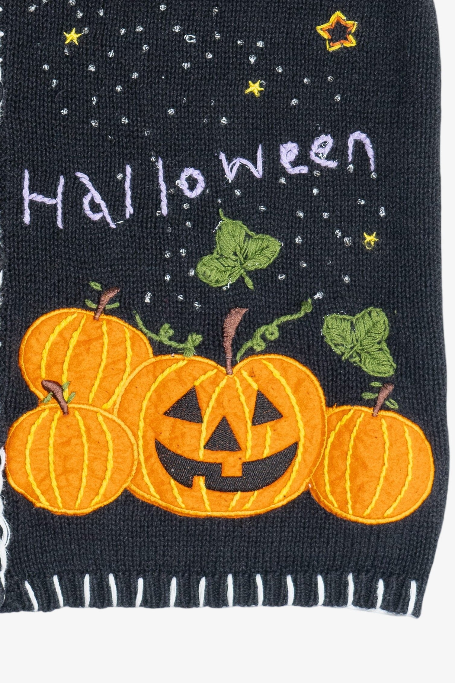 Vintage "Happy Halloween" Pumpkins & Starry Sky Vest (1990s)