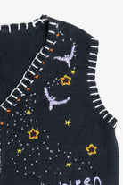 Vintage "Happy Halloween" Pumpkins & Starry Sky Vest (1990s)