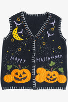 Vintage "Happy Halloween" Pumpkins & Starry Sky Vest (1990s)
