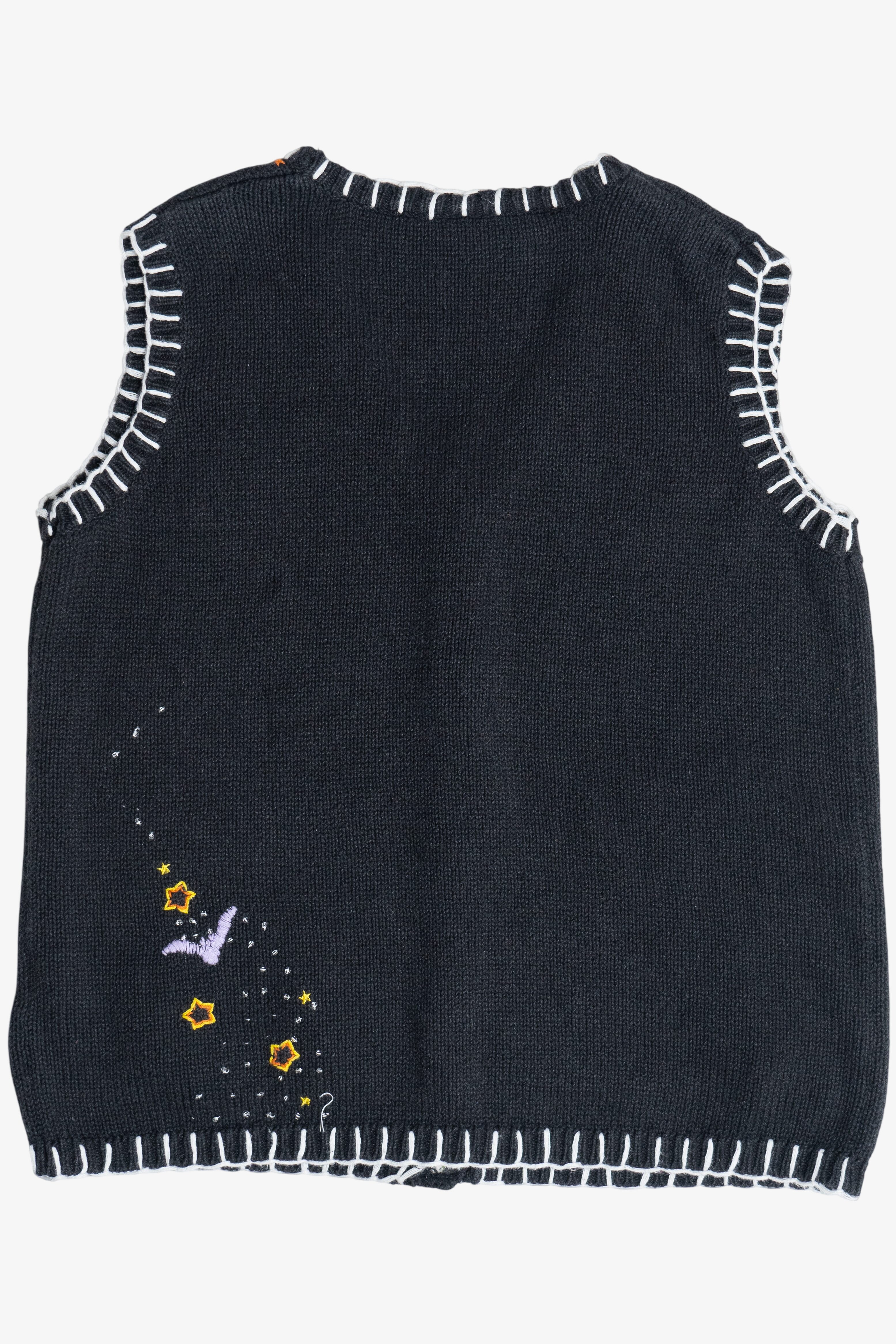Vintage "Happy Halloween" Pumpkins & Starry Sky Vest (1990s)