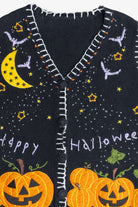 Vintage "Happy Halloween" Pumpkins & Starry Sky Vest (1990s)