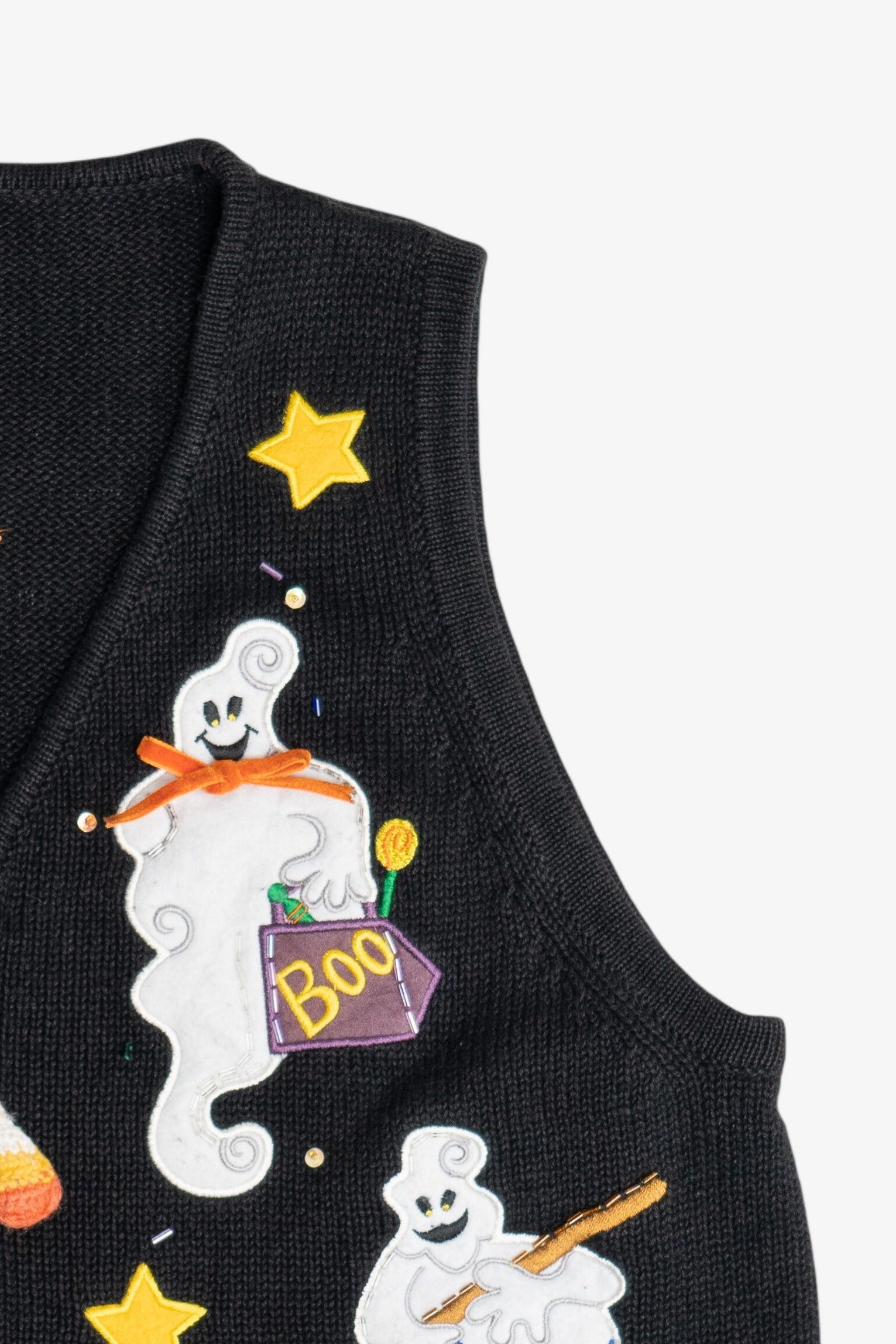 Vintage Ghosts & Candy Corn Halloween Vest (1990s)