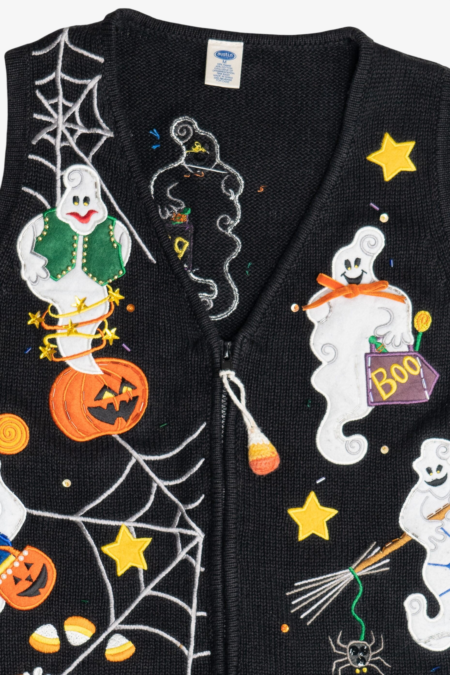Vintage Ghosts & Candy Corn Halloween Vest (1990s)
