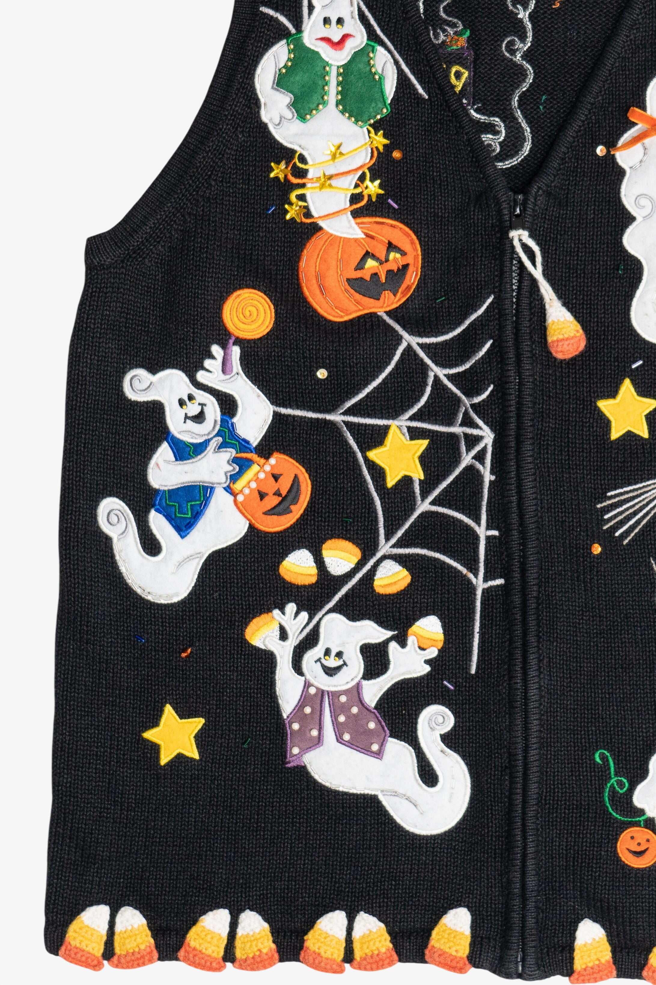 Vintage Ghosts & Candy Corn Halloween Vest (1990s)