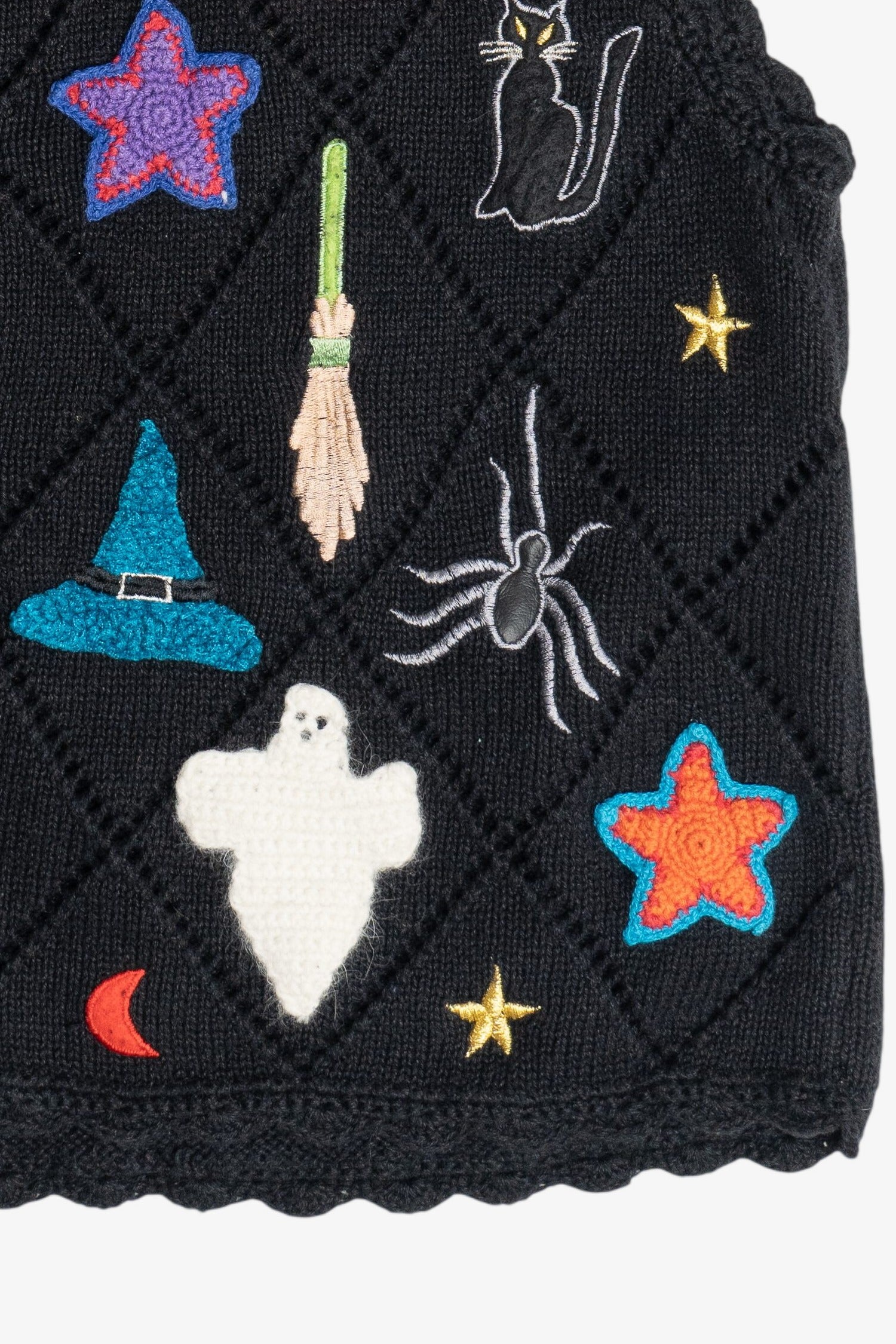 Vintage Crochet Applique Halloween Vest (1990s)