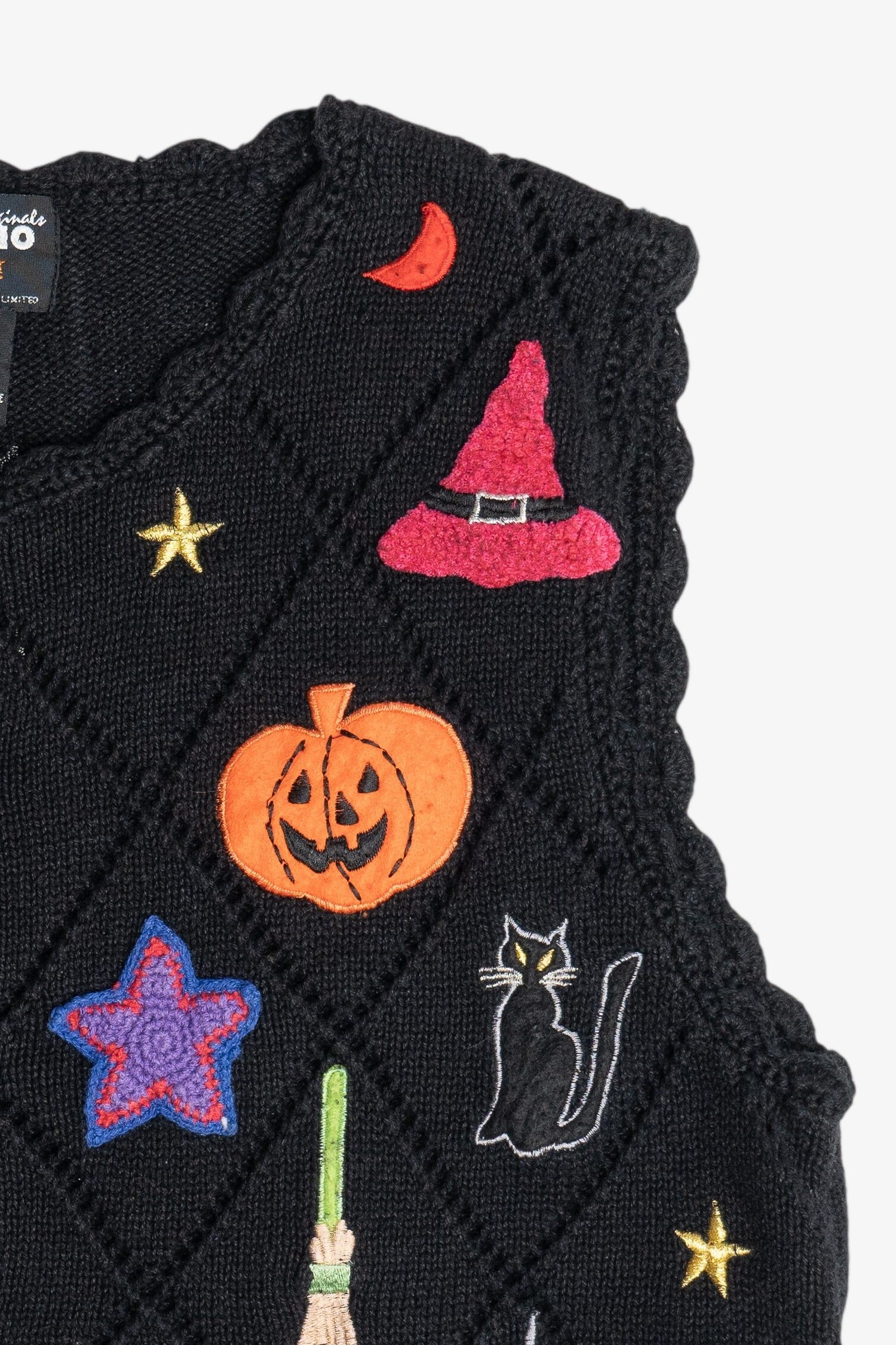 Vintage Crochet Applique Halloween Vest (1990s)