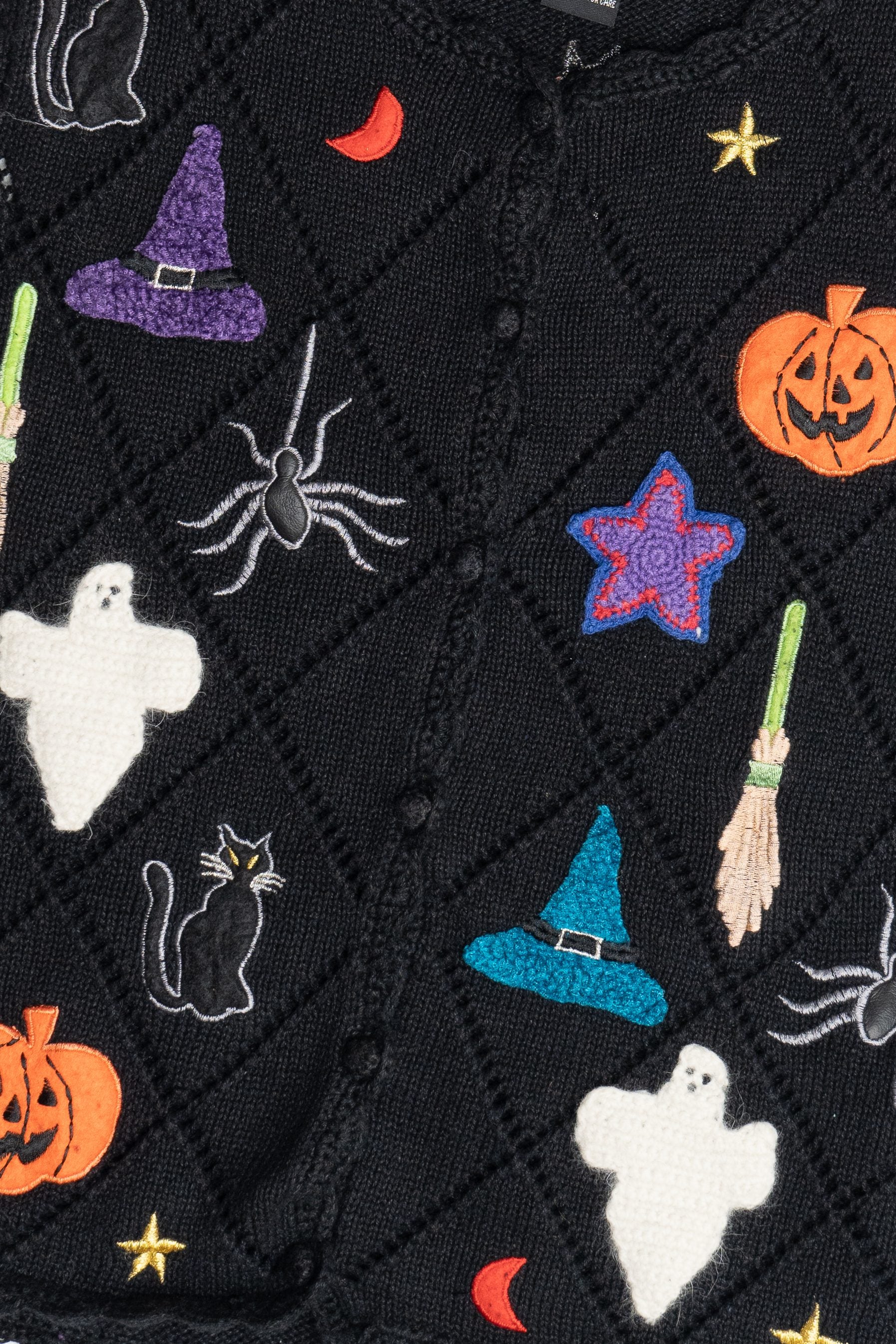 Vintage Crochet Applique Halloween Vest (1990s)
