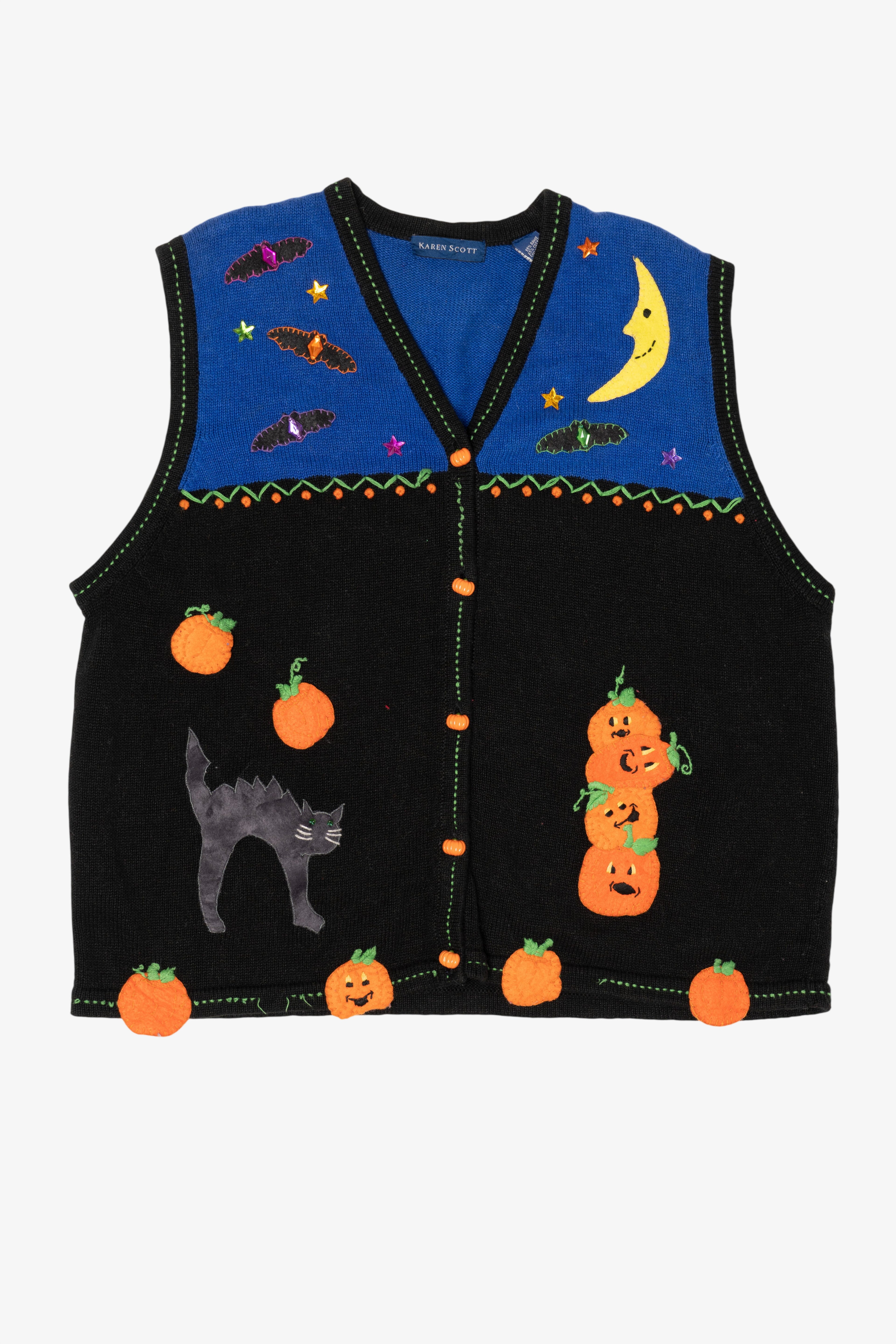 Vintage Karen Scott Halloween Autumn Vest (1990s)