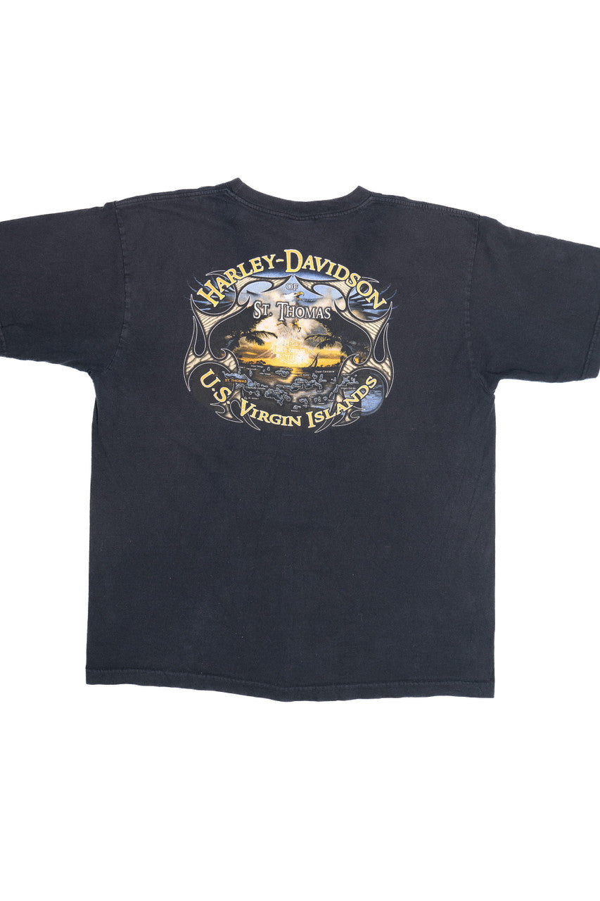 Harley Davidson "U.S. Virgin Islands" Pirate Flames T-Shirt (2000s)