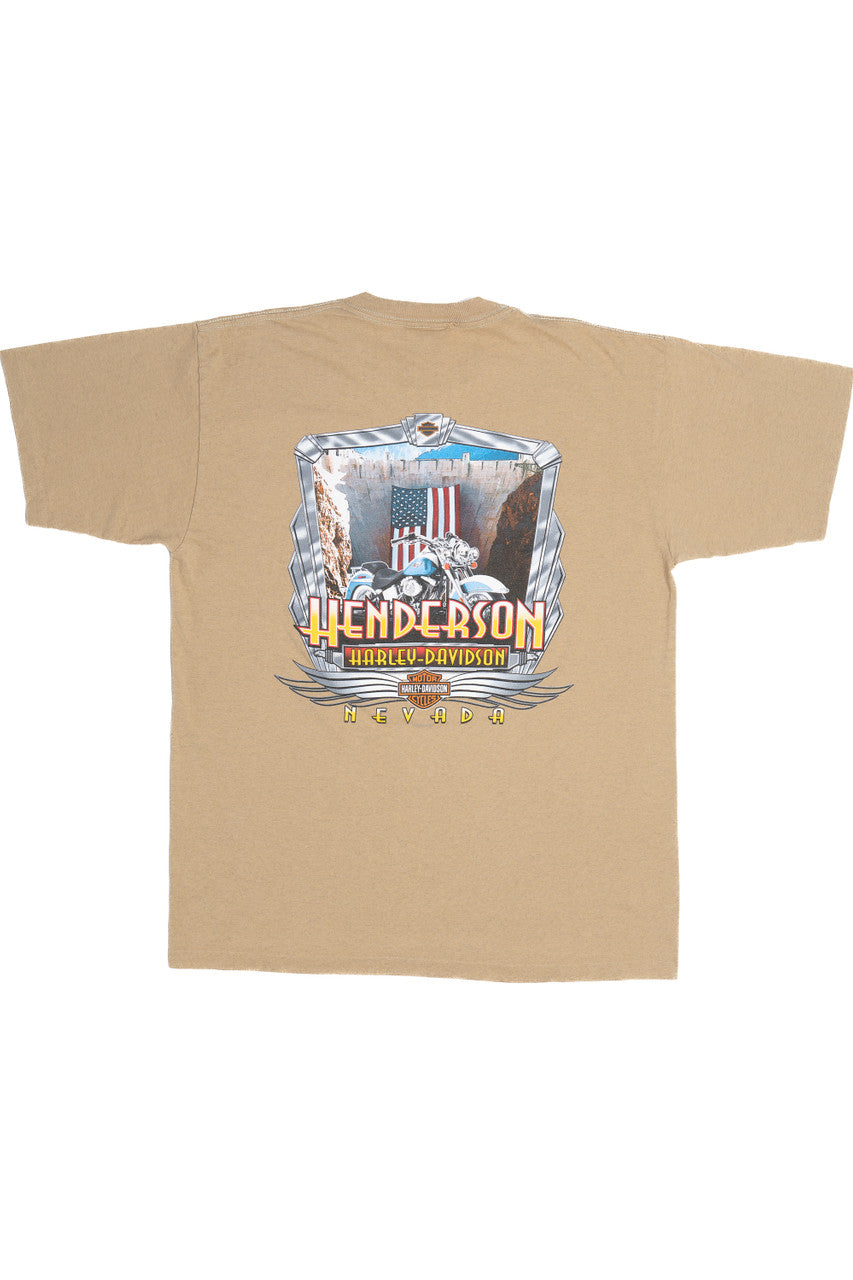 Harley Davidson "Henderson Nevada" Patriotic American Flag Pocket T-Shirt (2000s)