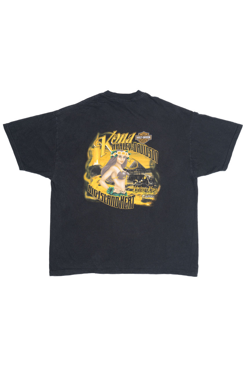 Harley Davidson "Big Island Heat" Kailua-Kona Hula Girl T-Shirt (2000s)