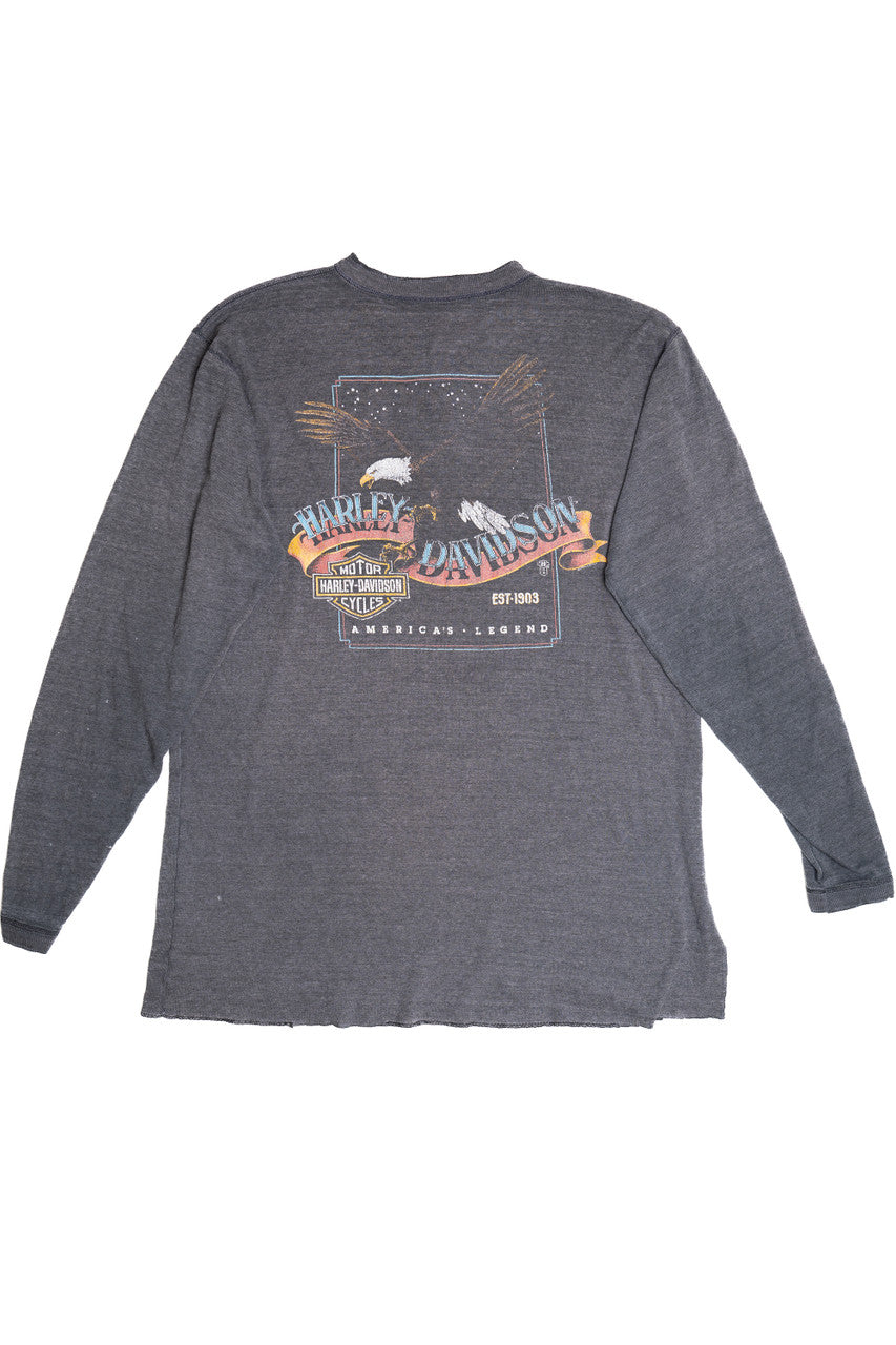 Harley Davidson "America's Legend" Eagle Henley Long Sleeve T-Shirt (2000s)