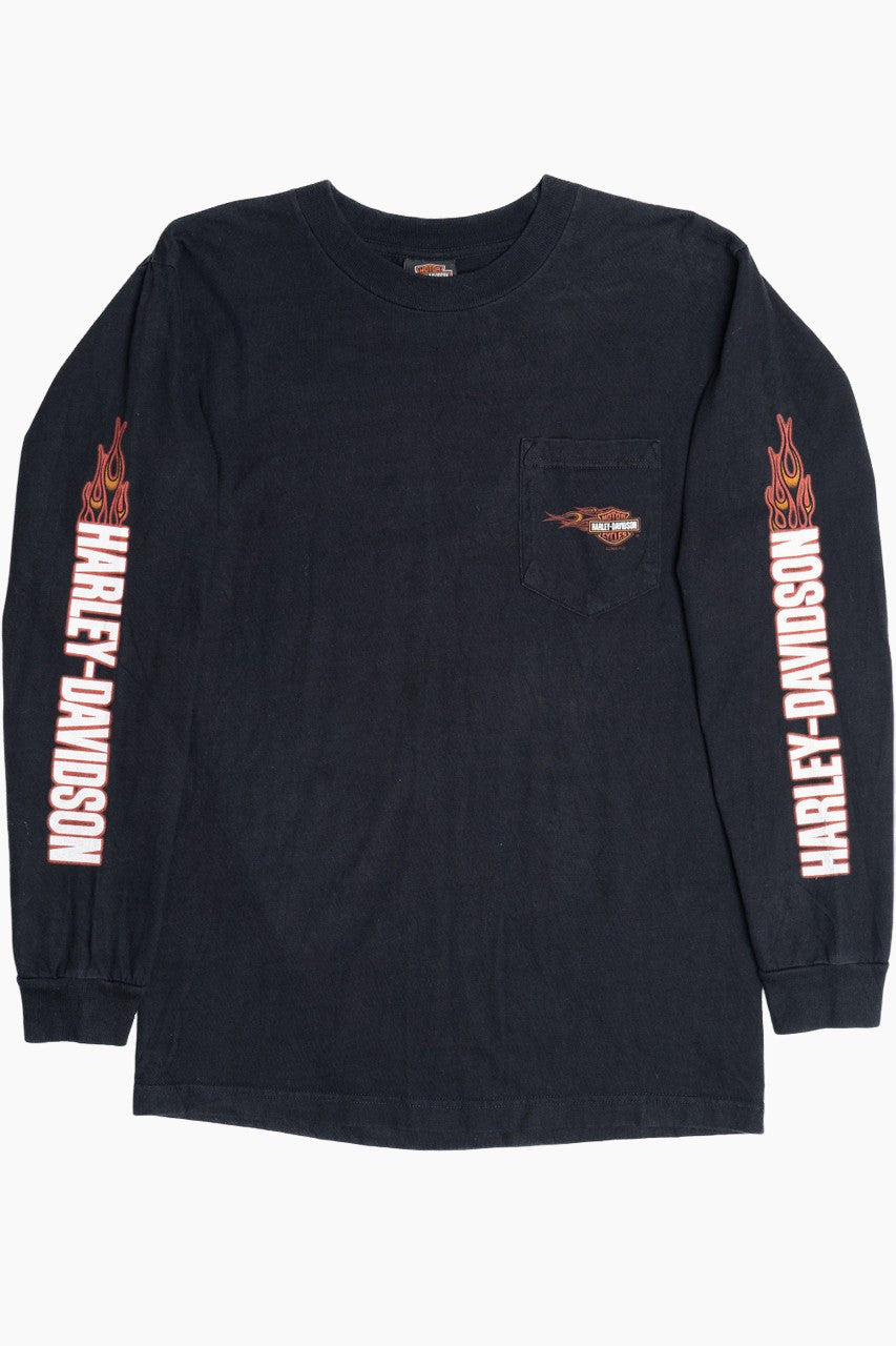 Harley Davidson "Toledo, Ohio" Flame Sleeve Pocket T-Shirt