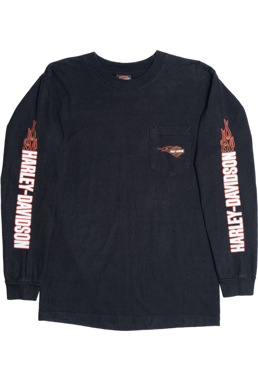 Harley Davidson "Toledo, Ohio" Flame Sleeve Pocket T-Shirt
