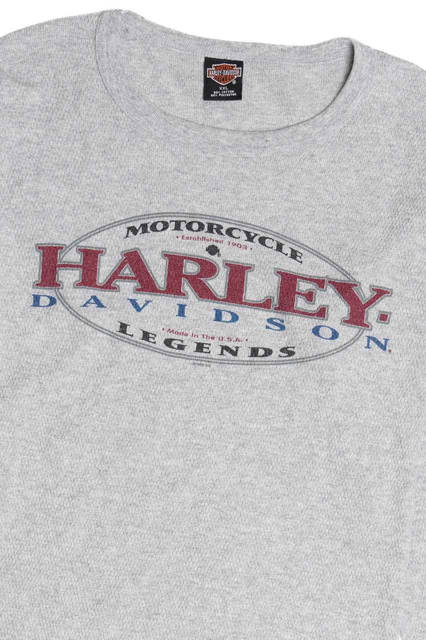 Vintage 1995 "Harley Davidson Legends" Cincinnati Thermal Long Sleeve T-Shirt (1990s)