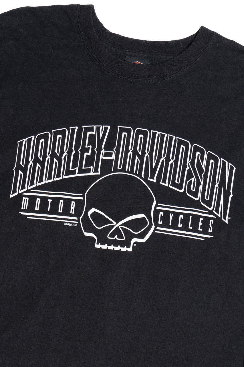 Harley Davidson Skull "Pacific Junction, Iowa" Long Sleeve T-Shirt (2010s)