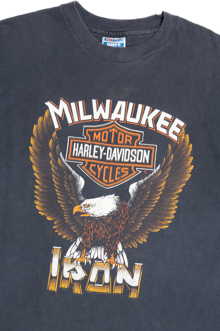 Harley Davidson "Milwaukee Iron" Eagle Logo T-Shirt (1990s)