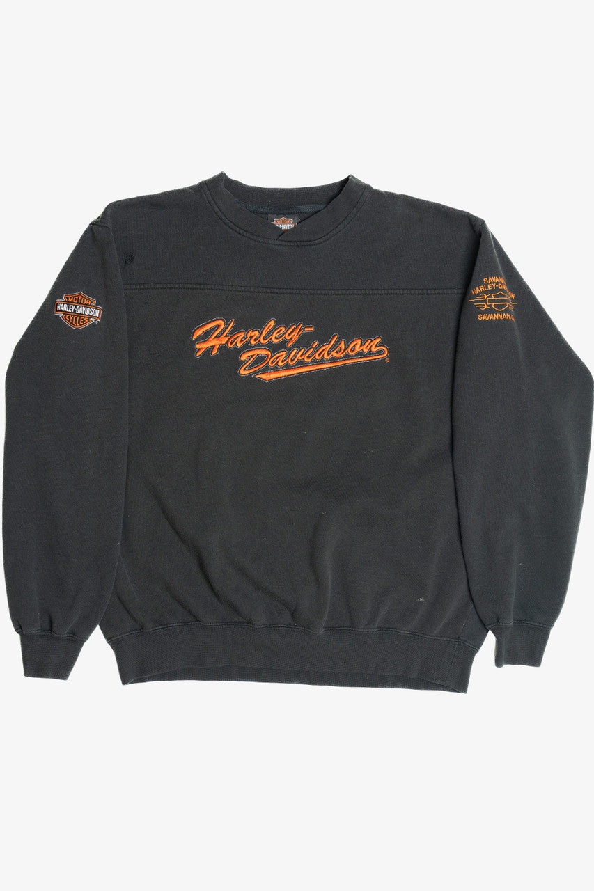 Vintage Distressed Harley Davidson Savannah Embroidered Sweatshirt (1990s)