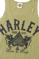  Harley Davidson Green Bejeweled Tank T-Shirt (2010s)