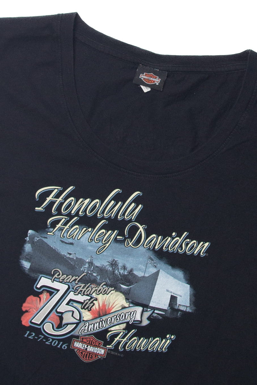  "Honolulu 75th Pearl Harbor Anniversary" Harley Davidson T-Shirt (2010s)