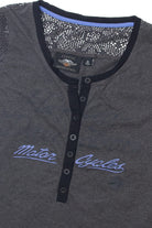  Harley Davidson Quarter Button Up Mesh Stitch Sleeve T-Shirt
