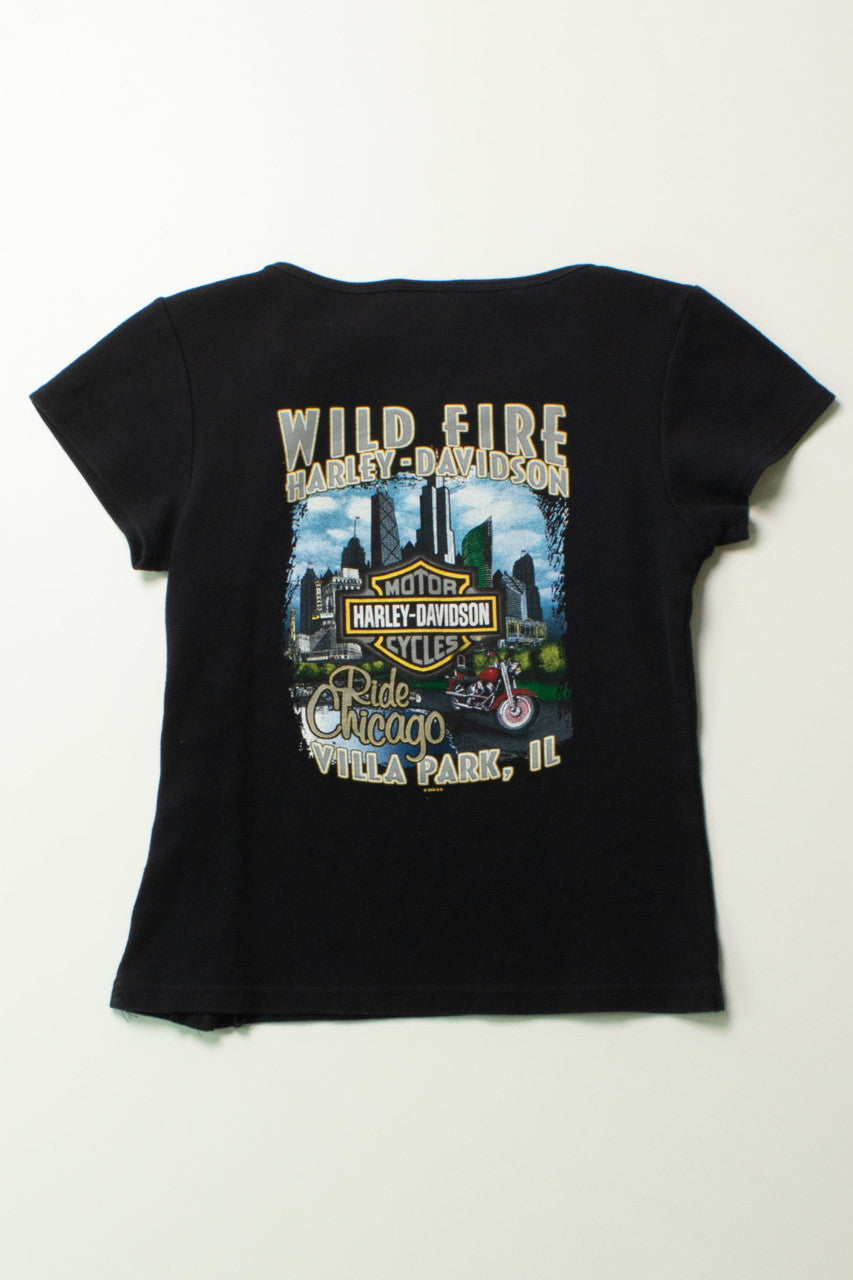 Vintage Wrap Button-Up Wild Fire Harley Davidson T-Shirt (2004)
