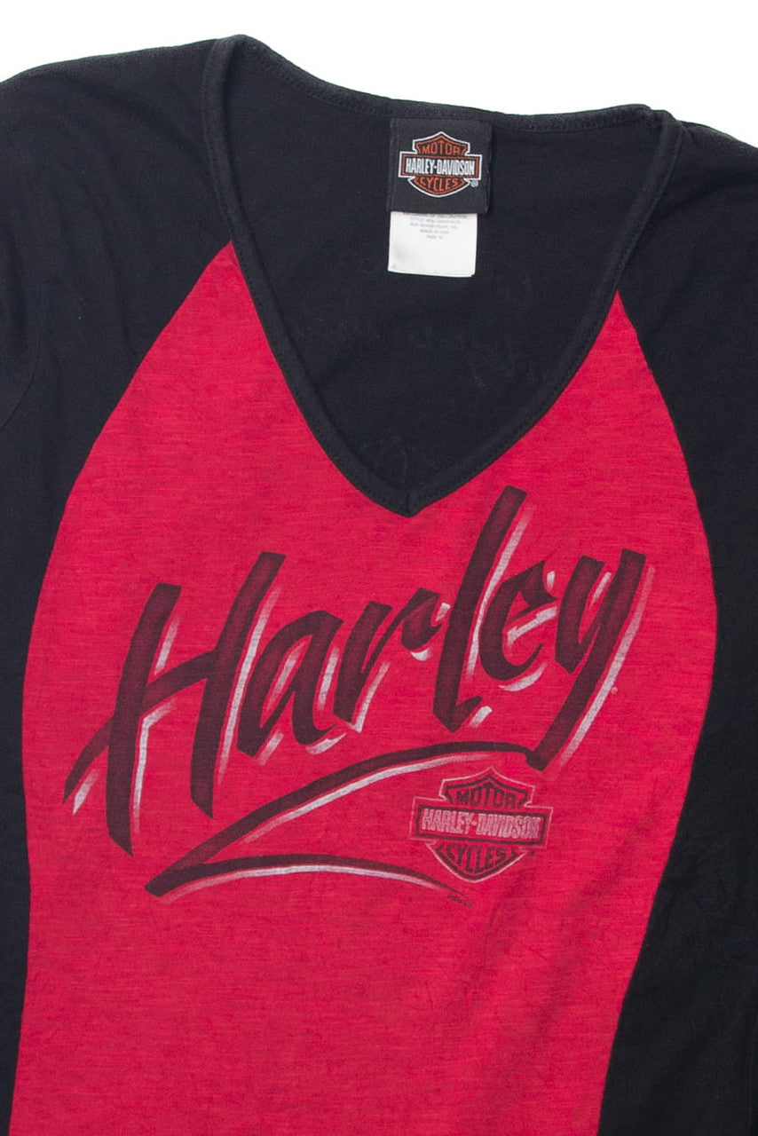  Harley Davidson Black And Red Long Sleeve T-Shirt (2010s)