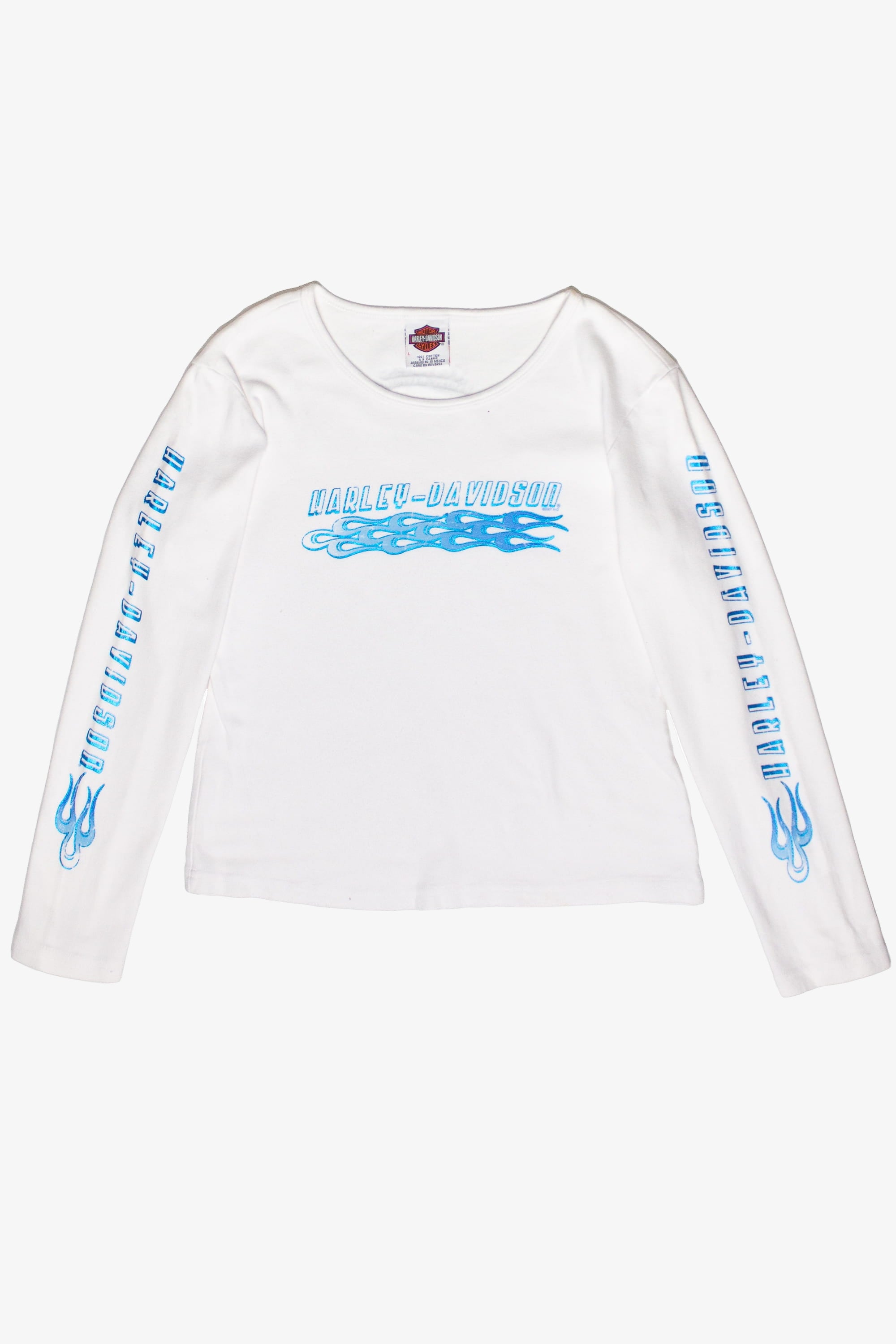 Long Sleeve Blue Flames Jones Harley Davidson T-Shirt (2007)