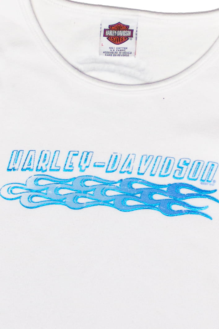 Long Sleeve Blue Flames Jones Harley Davidson T-Shirt (2007)