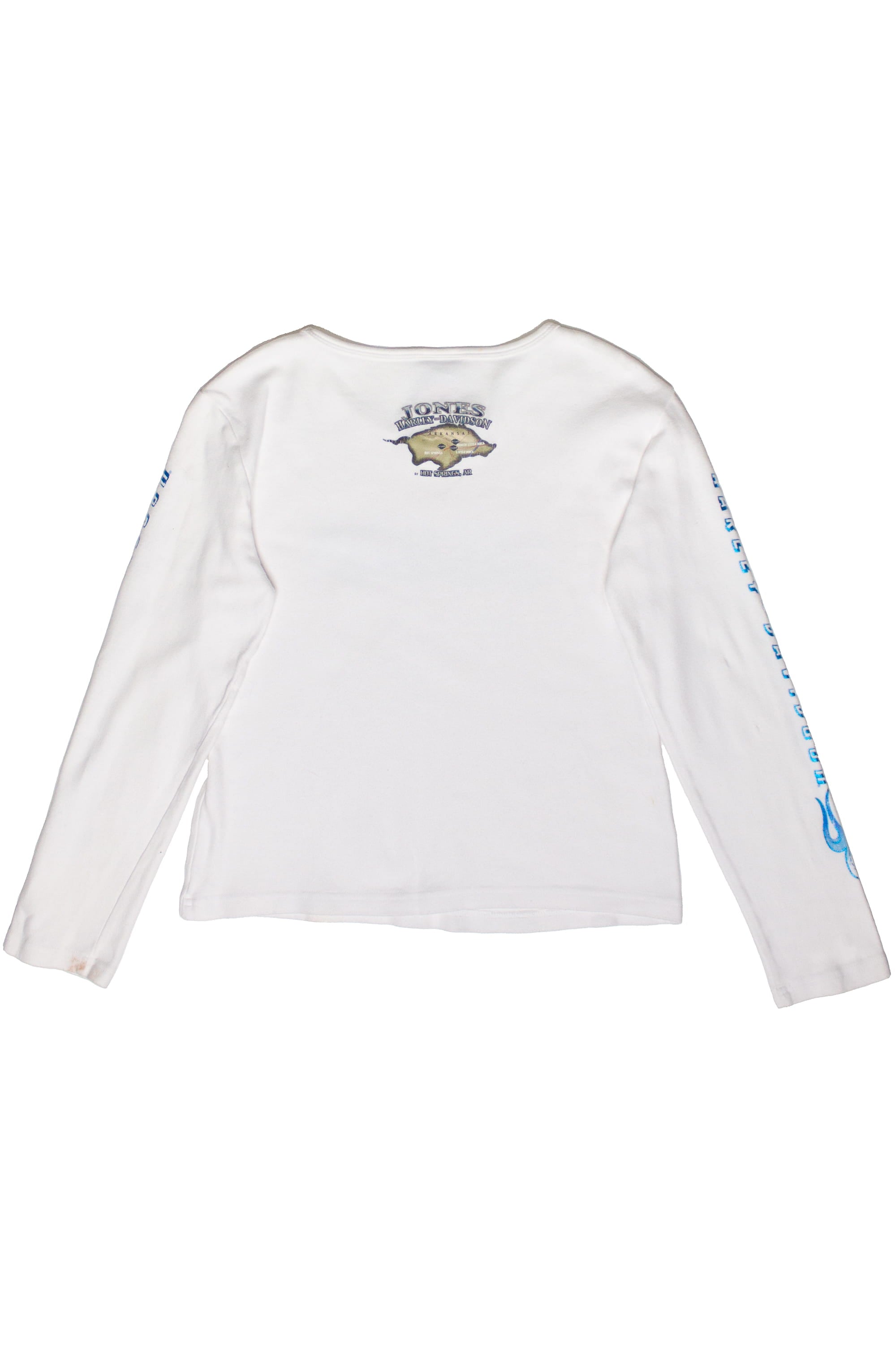 Long Sleeve Blue Flames Jones Harley Davidson T-Shirt (2007)