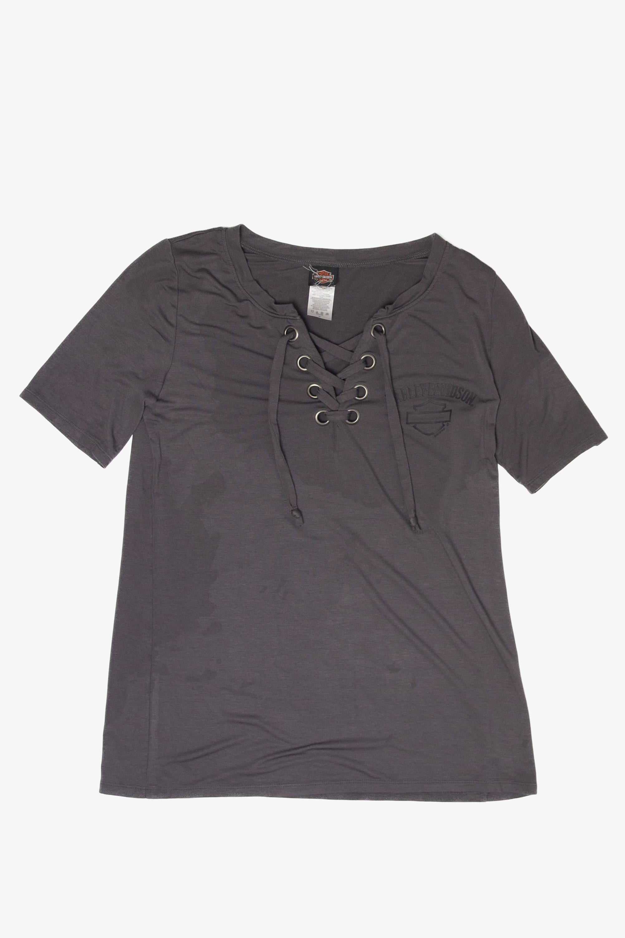 Recycled Lace Up Harley Davidson T-Shirt (2020s)