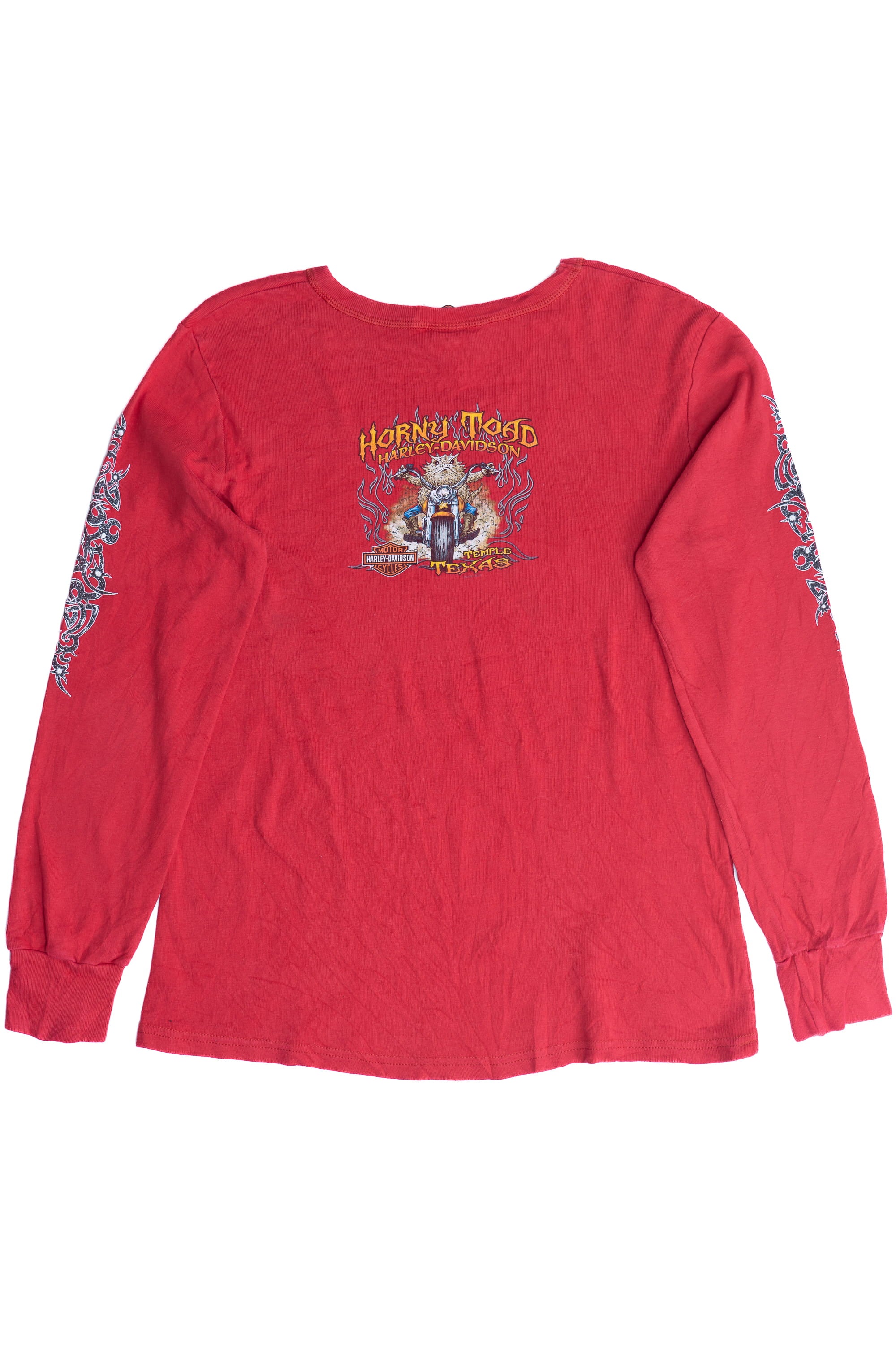 Harley Davidson Horny Toad Glittery Flame Long Sleeve Ribbed T-Shirt