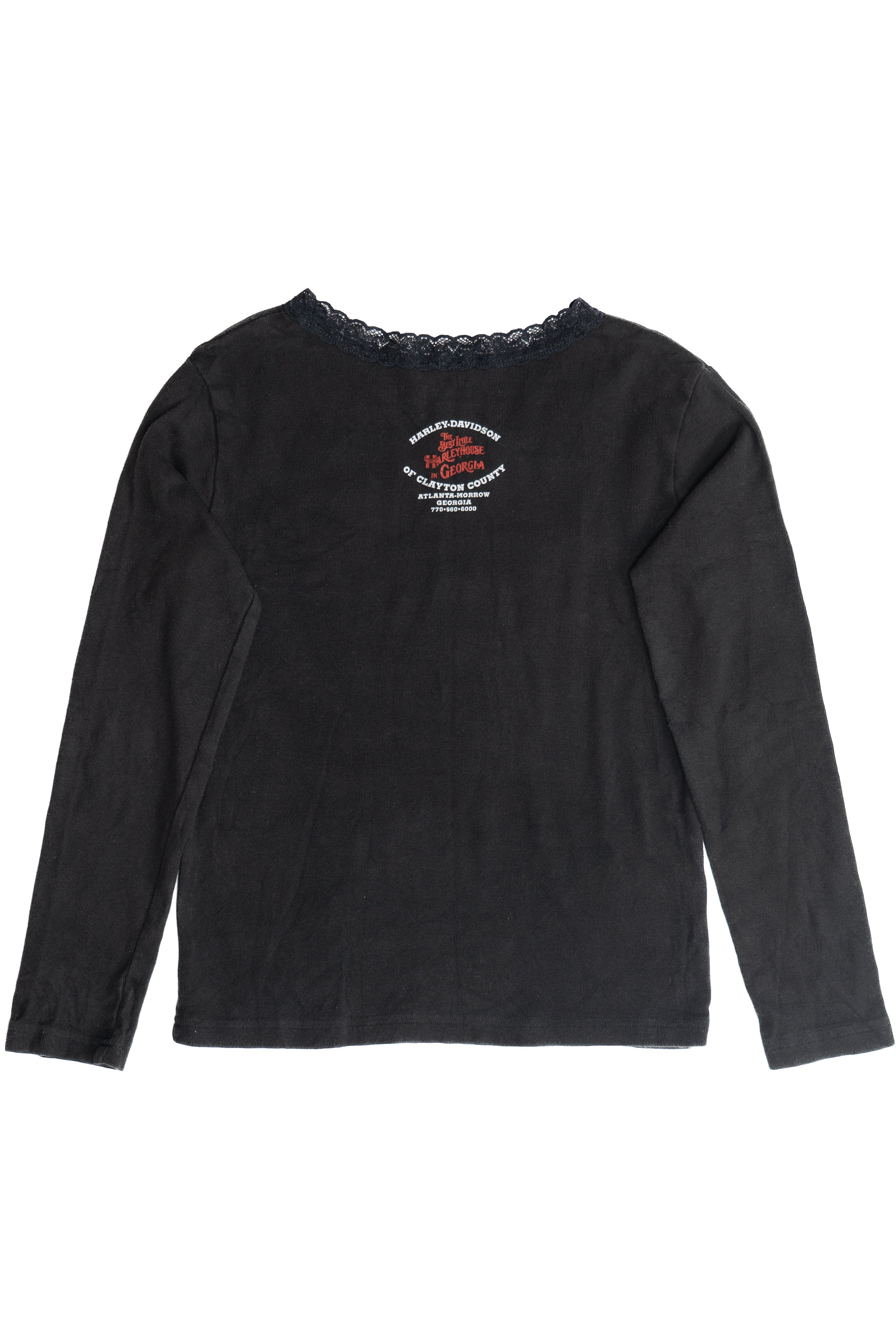 Harley Davidson Ribbed Lace Edge Long Sleeve T-Shirt (2000s)