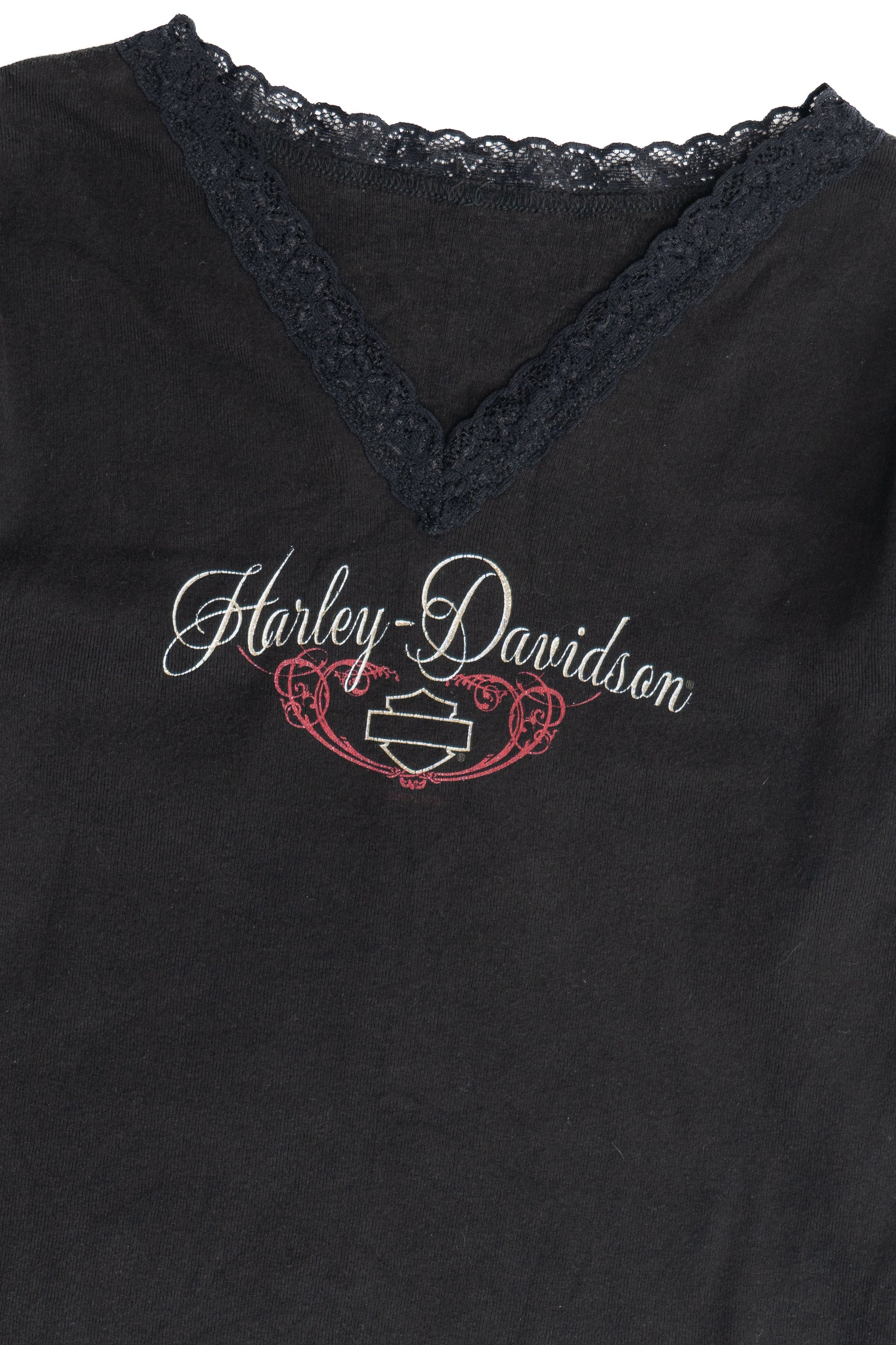 Harley Davidson Ribbed Lace Edge Long Sleeve T-Shirt (2000s)