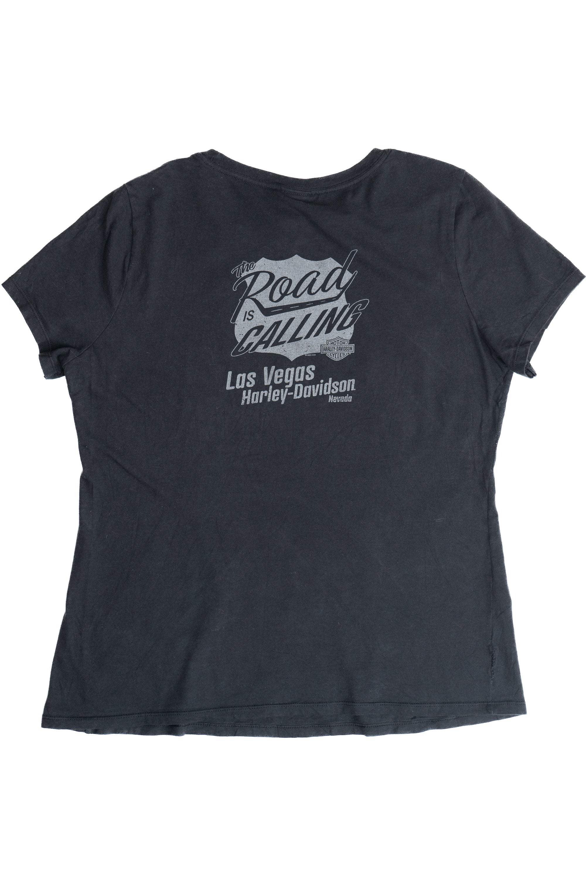 Harley Davidson Skull "The Road Is Calling" Las Vegas T-Shirt