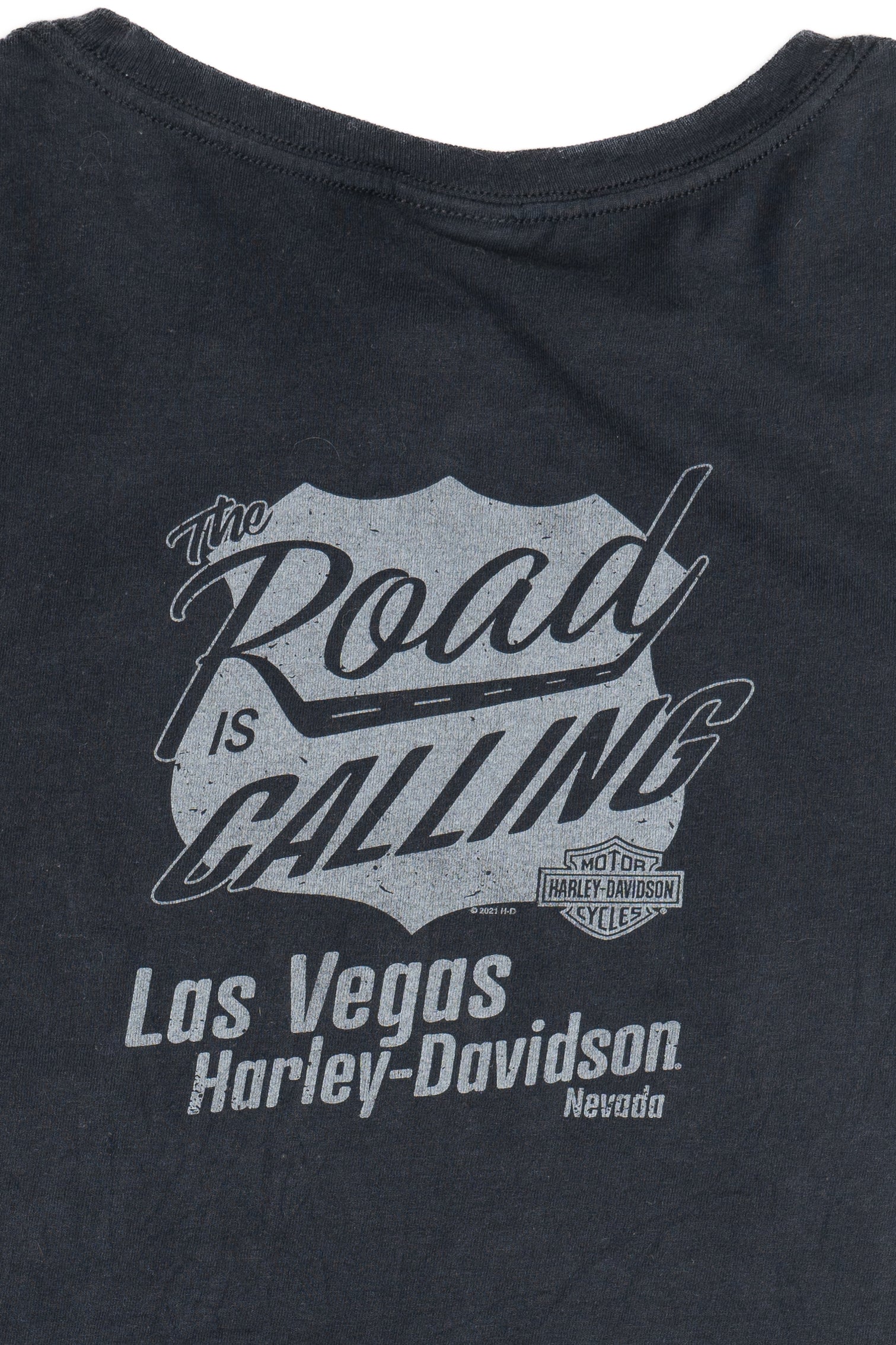 Harley Davidson Skull "The Road Is Calling" Las Vegas T-Shirt