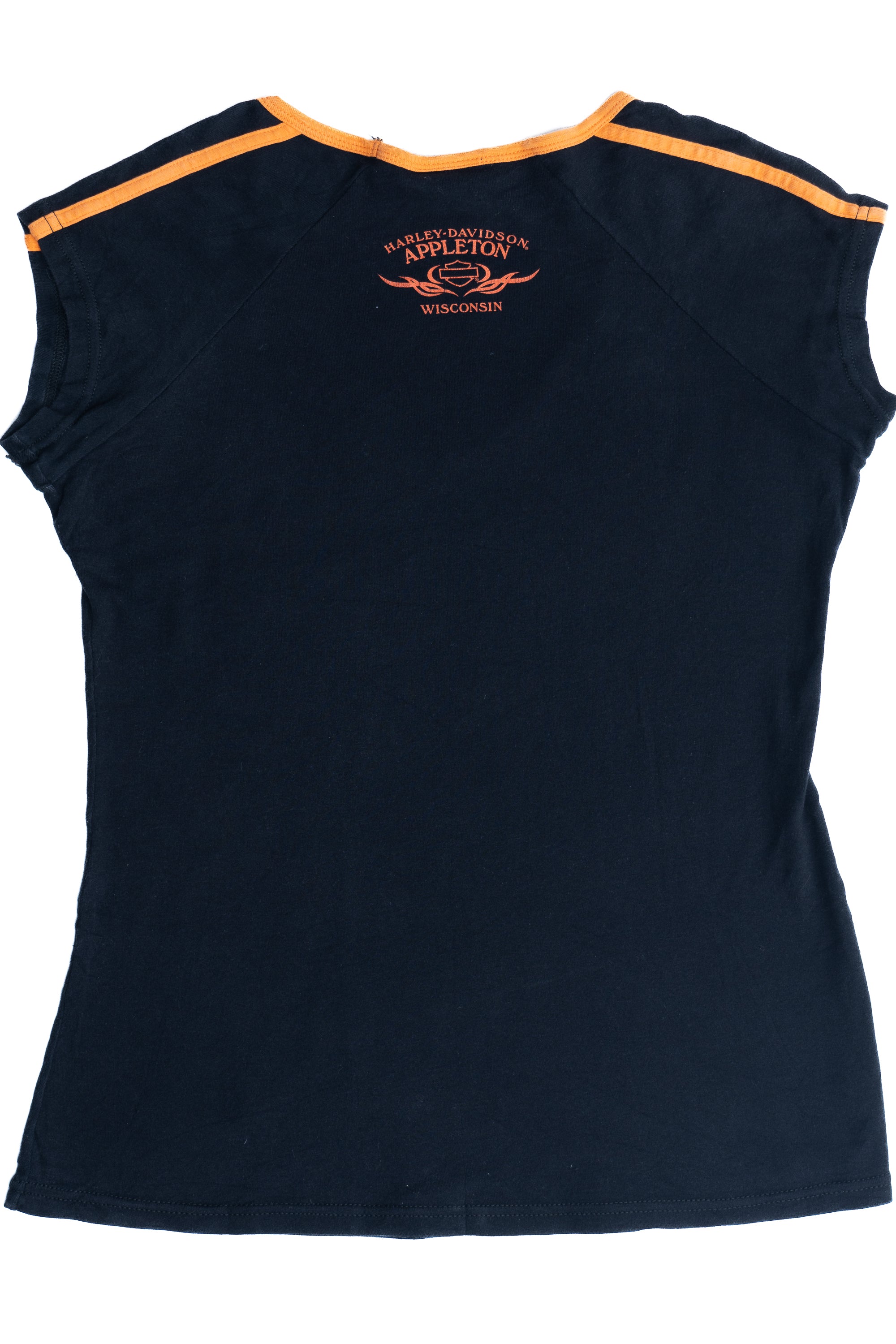 Harley Davidson Sporty Striped Sleeve Appleton Wisconsin T-Shirt