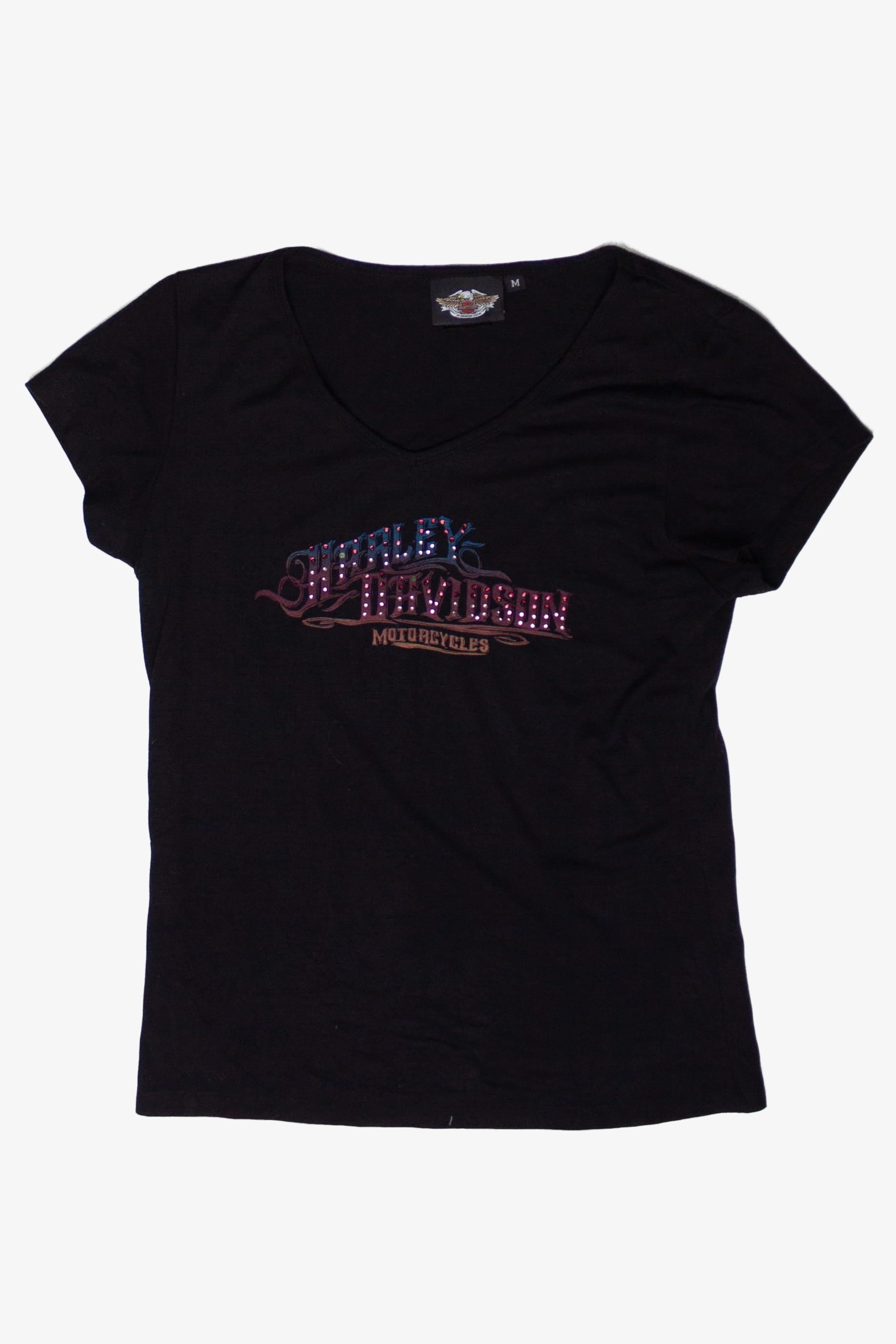  Black Jeweled Harley Davidson Motorcycles T-Shirt (2010s)