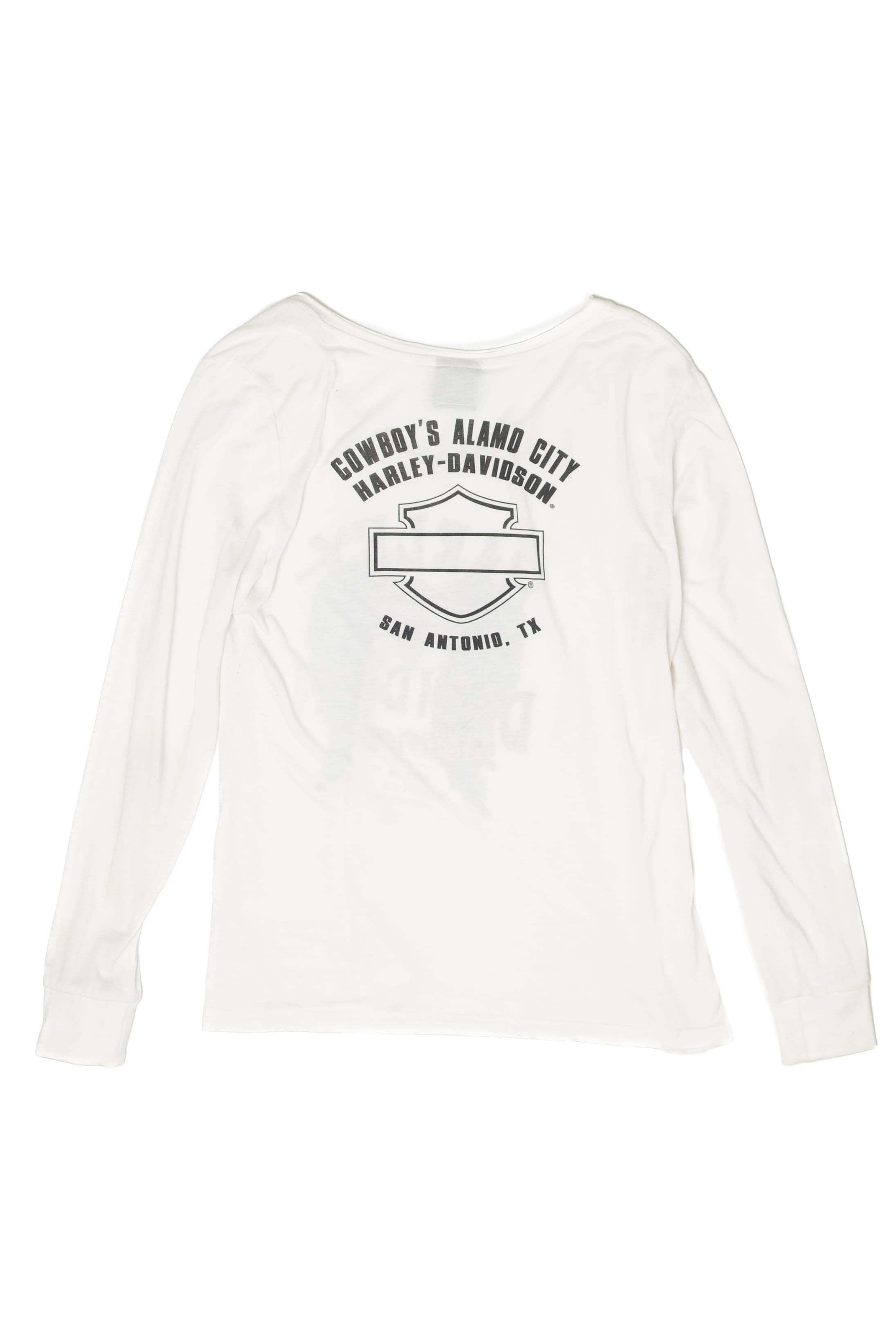 Recycled Cowboy's Alamo Harley Davidson Long Sleeve T-Shirt (2020s)