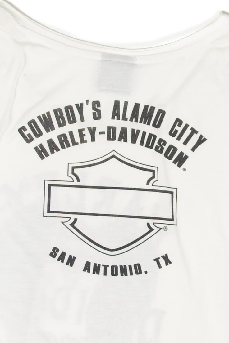 Recycled Cowboy's Alamo Harley Davidson Long Sleeve T-Shirt (2020s)