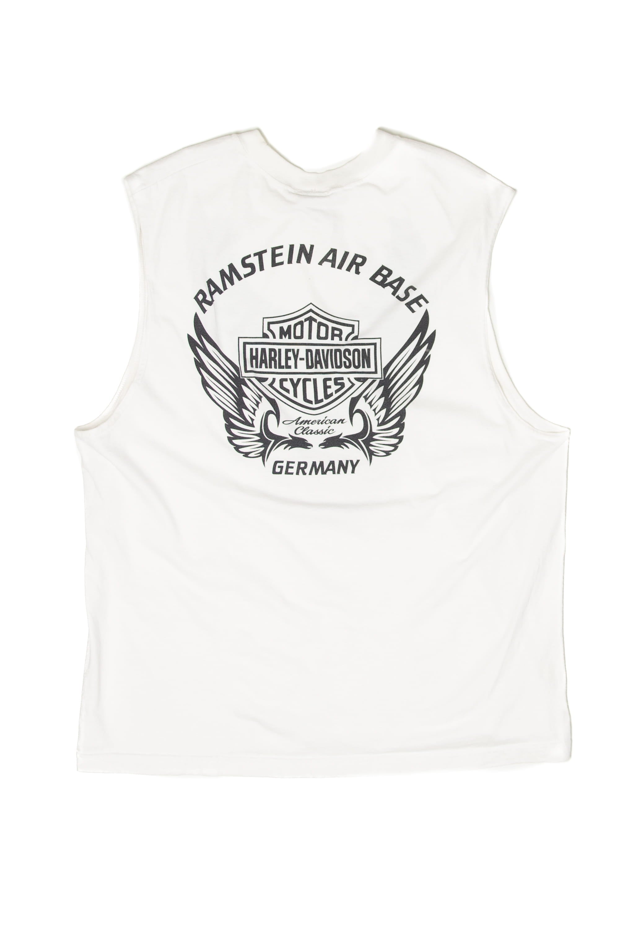 Recycled Ramstein Air Base Germany Harley Davidson Sleeveless T-Shirt (2000s)