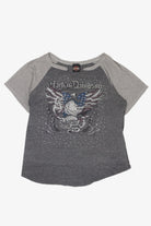 Recycled Gray Rhinestone Beach House Harley Davidson T-Shirt